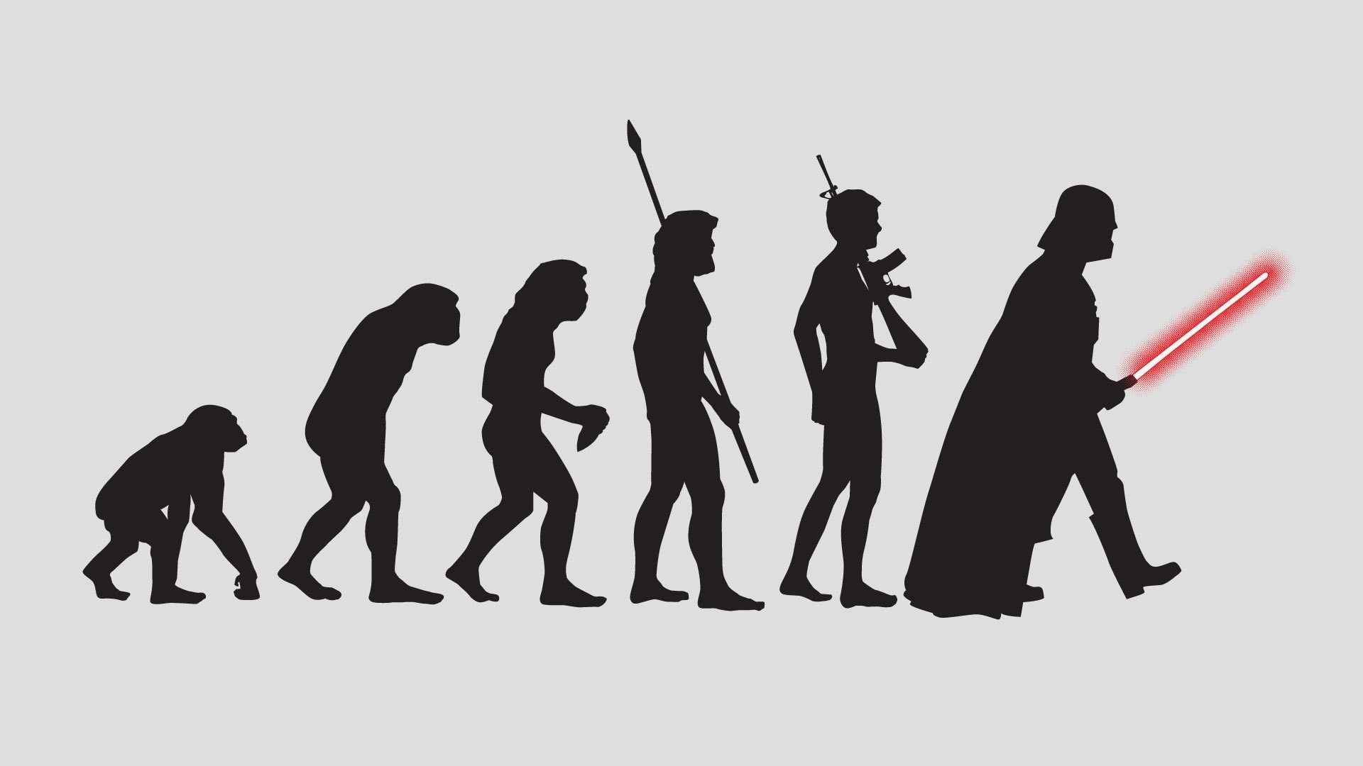 1920x1080 Darth Vader, Star Wars, evolution, humor, weapon, lightsaber, silhouette, Sithx1080 Wallpaper