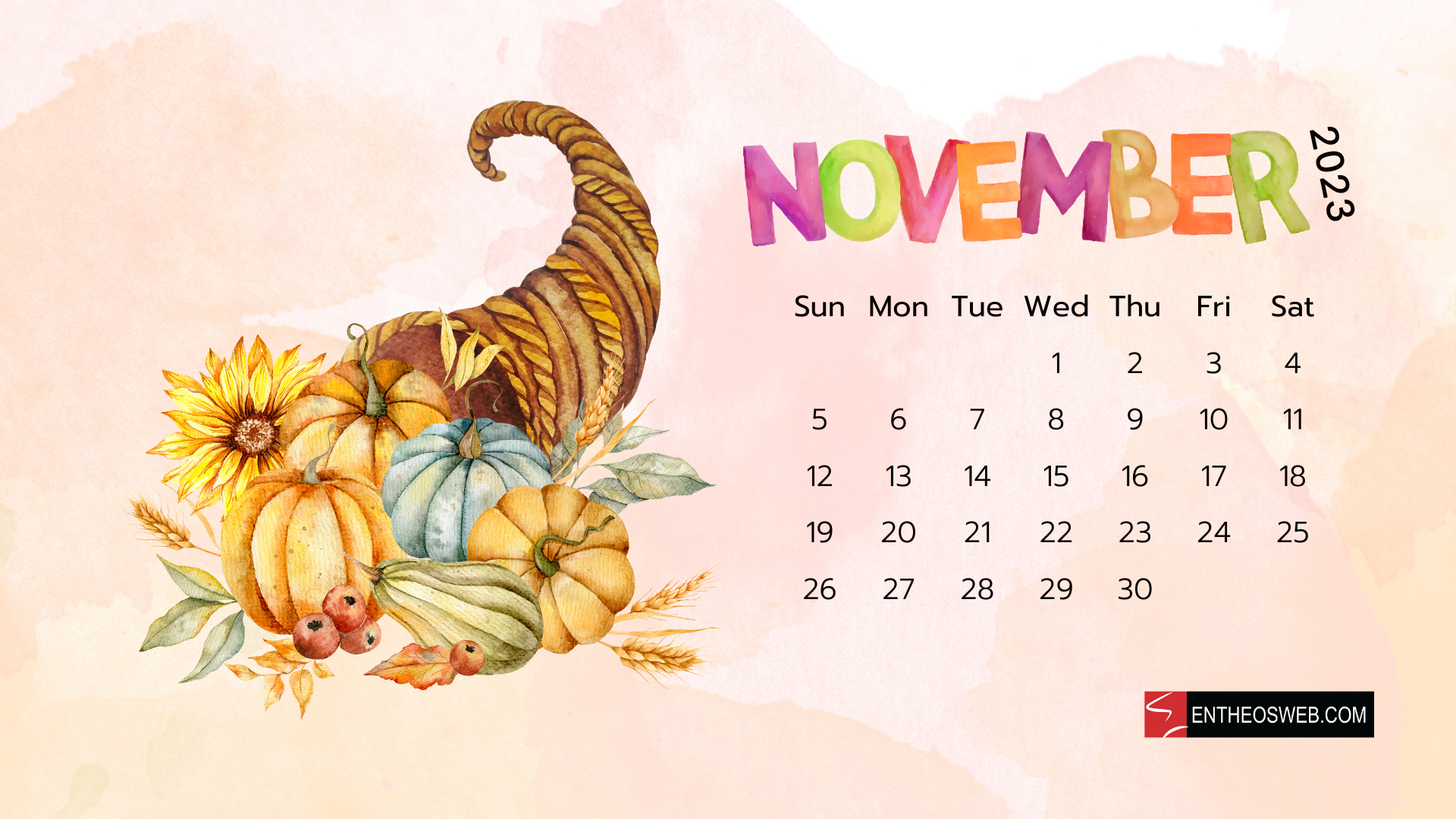 1920x1080 November 2023 Calendar Desktop Wallpaper