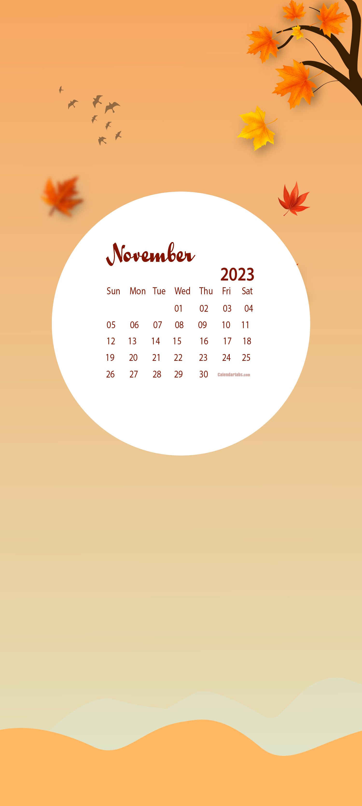 1500x3333 November 2023 Desktop Wallpaper Calendar