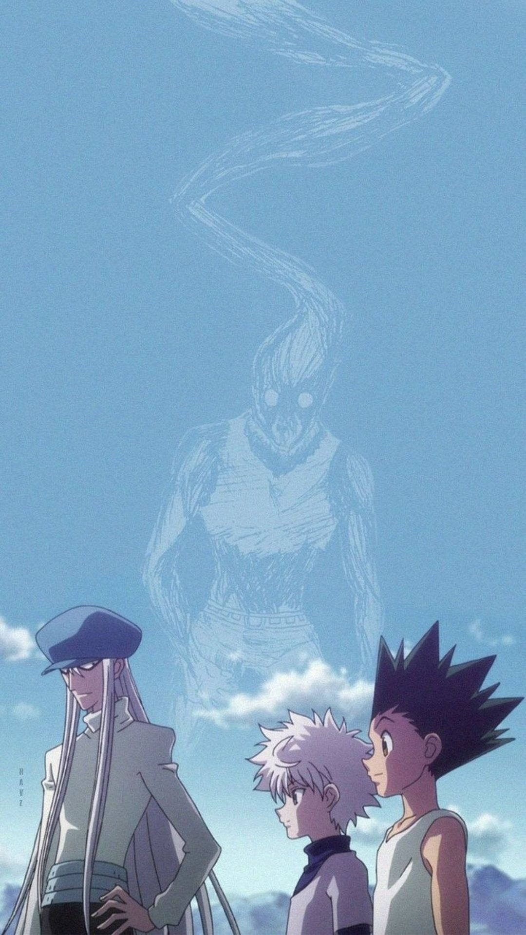 1080x1920 Download A Group Of Anime Characters Standing In The Sky Wallpaper
