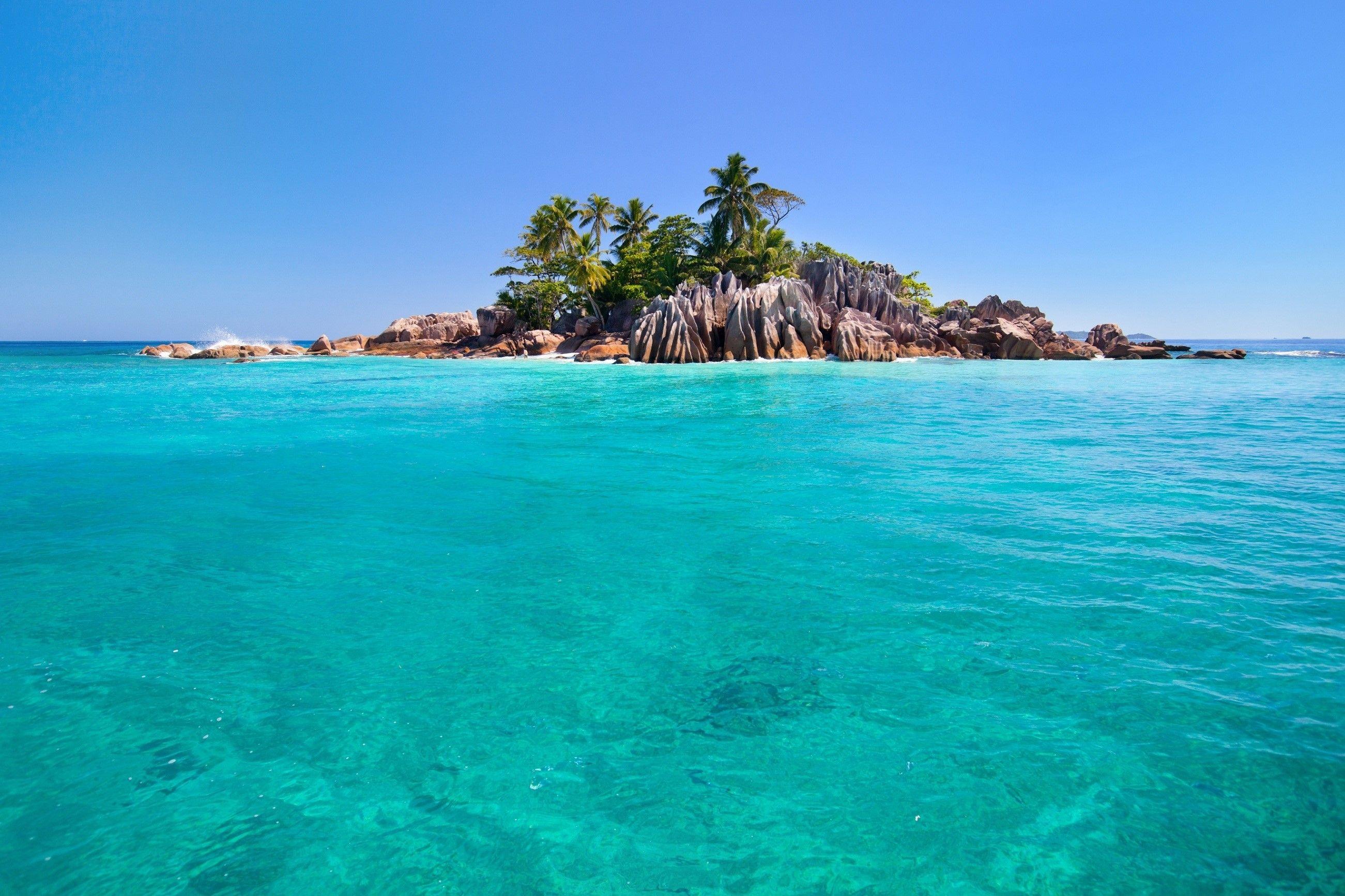 2602x1734 Seychelles, Tropical, Island, Sea, Palm trees, Stones
