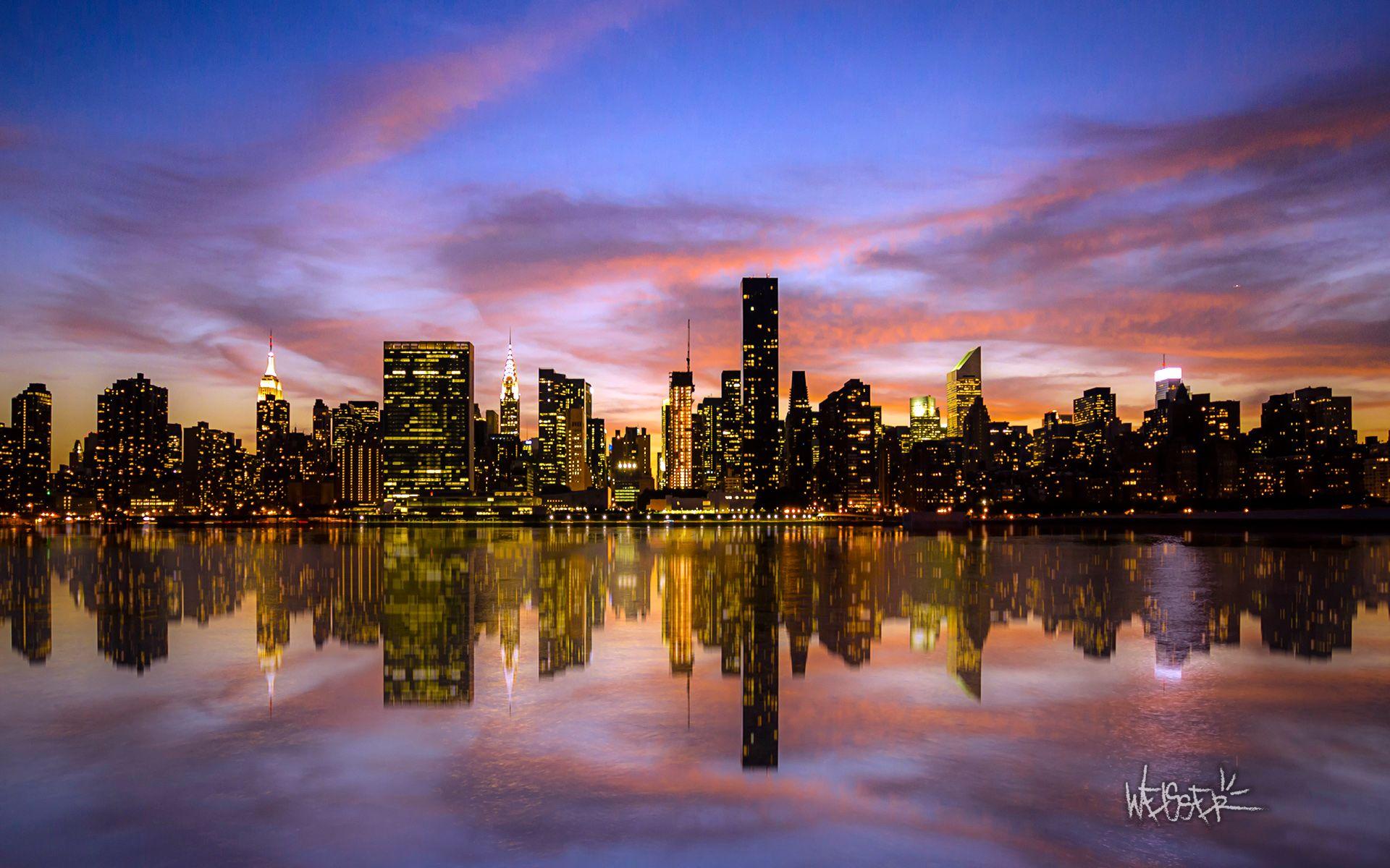1920x1200 Manhattan Sunset Wallpaper