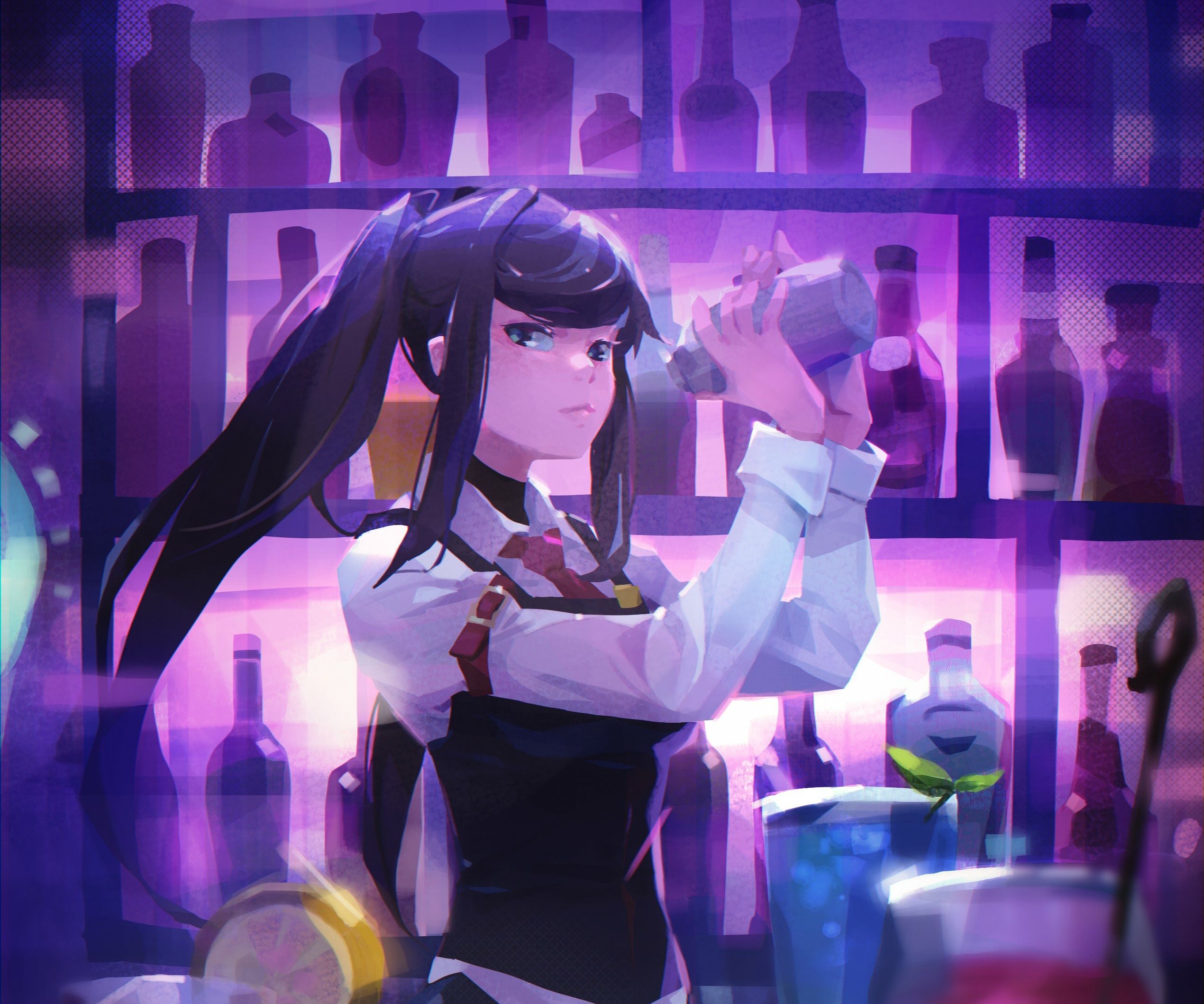2540x2117 Video Game VA 11 Hall A: Cyberpunk Bartender Action HD Wallpaper