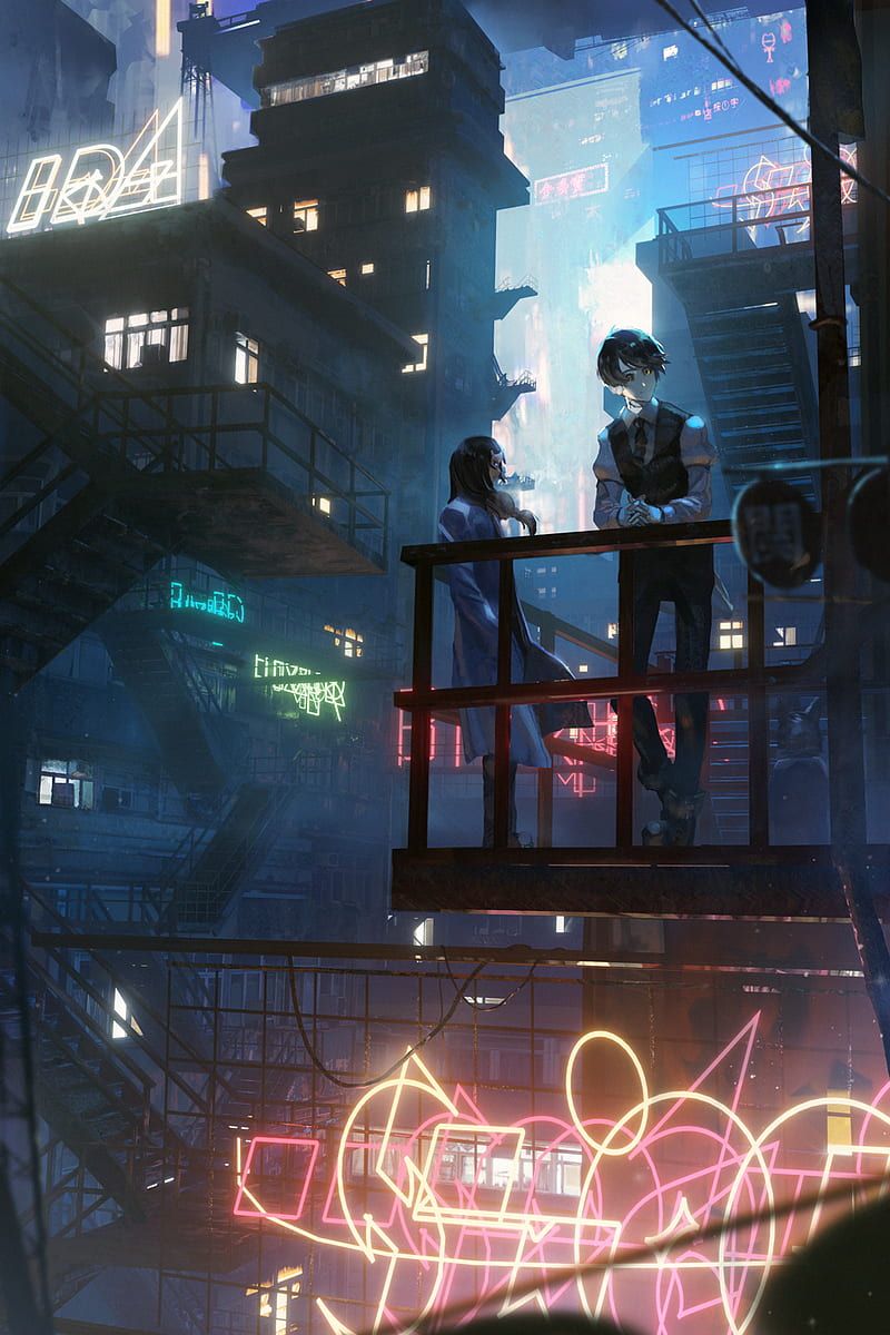 800x1200 Va 11 Hall A, Cyberpunk, Anime, City, HD Phone Wallpaper