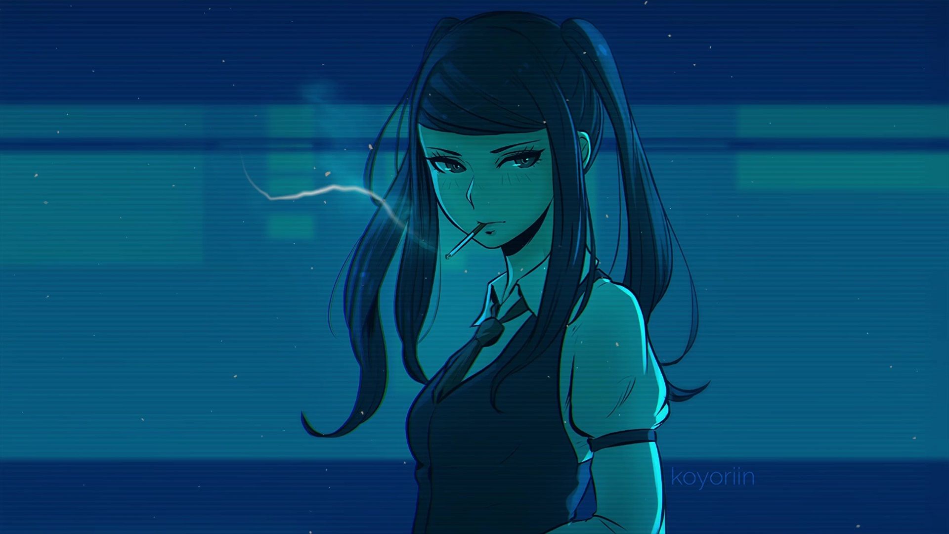 1920x1080 Julianne Stingray Smoking VA 11 Hall A: Cyberpunk Bartender Action Live Wallpaper