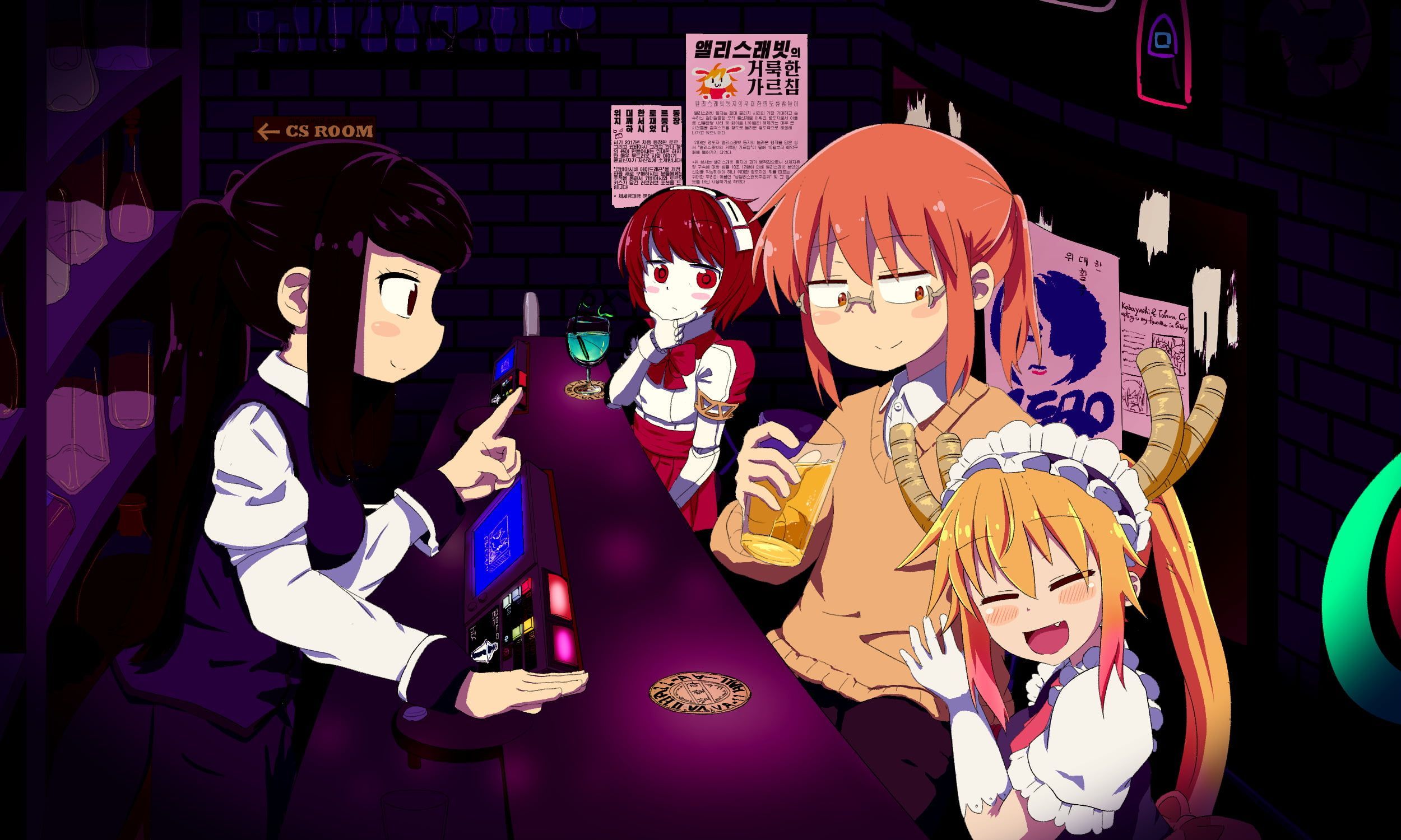 2500x1500 HD Wallpaper: Va 11 Hall A, Cyberpunk, Julianne Stingray, Dorothy Haze, Kobayashi Kobayashi San. Cyberpunk, Kobayashi San Chi No Maid Dragon, Character Wallpaper