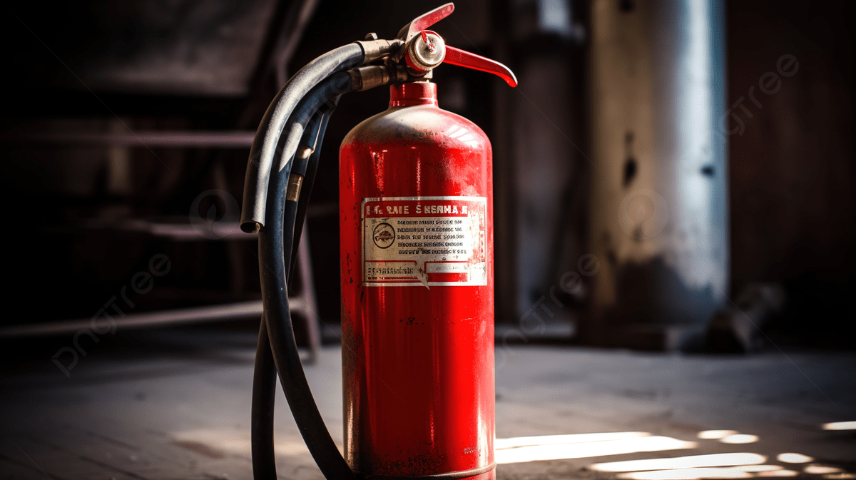1200x673 Red Fire Extinguisher In A Dark Warehouse Background, A Picture Of A Fire Extinguisher Background Image And Wallpaper for Free Download