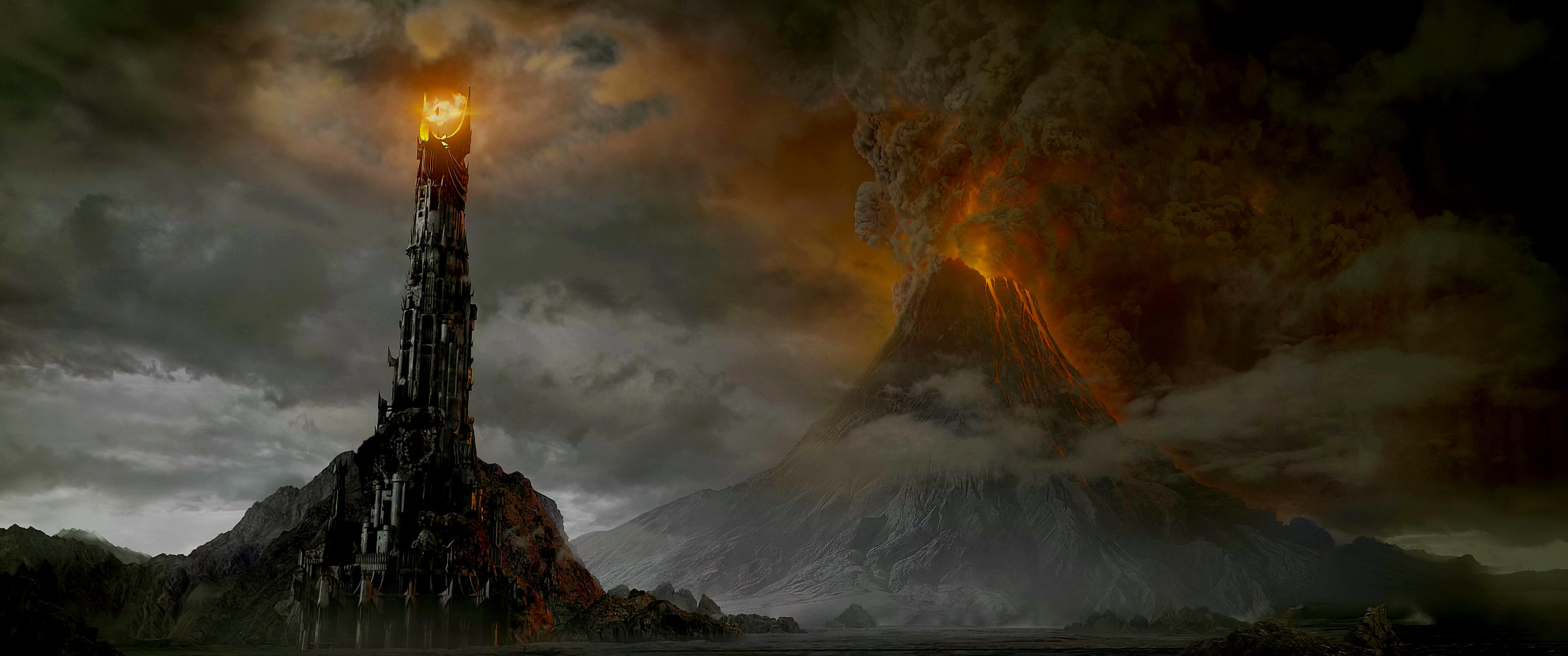 6880x2880 Barad Dûr And Mount Doom [6880x2880]