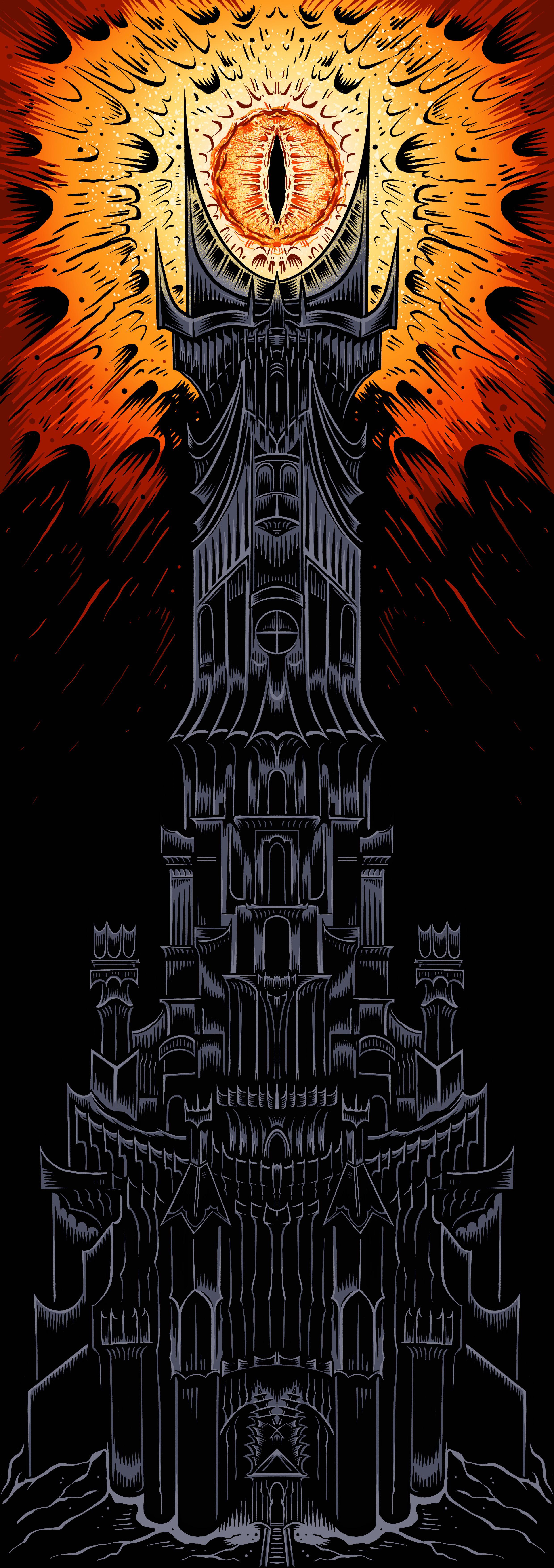 2480x7016 Barad Dûr Drawing By Me!