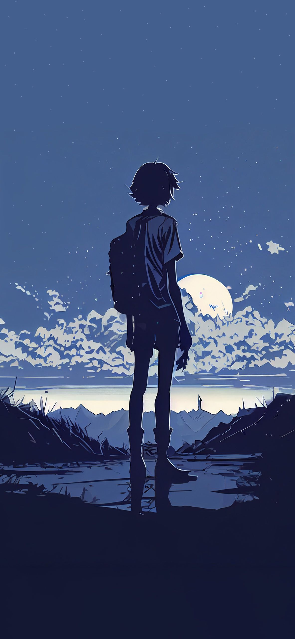 1183x2560 Anime Girl & Night Blue Wallpaper Girl Wallpaper iPhone