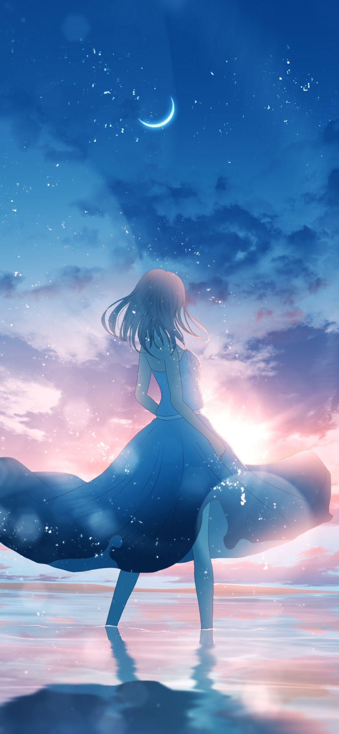 1170x2532 Anime girl Wallpaper 4K, Aesthetic, Dream, Happy girl