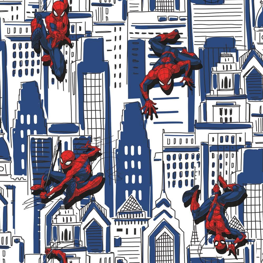 1000x1000 Spider Man Cityscape Blue Vinyl Peel