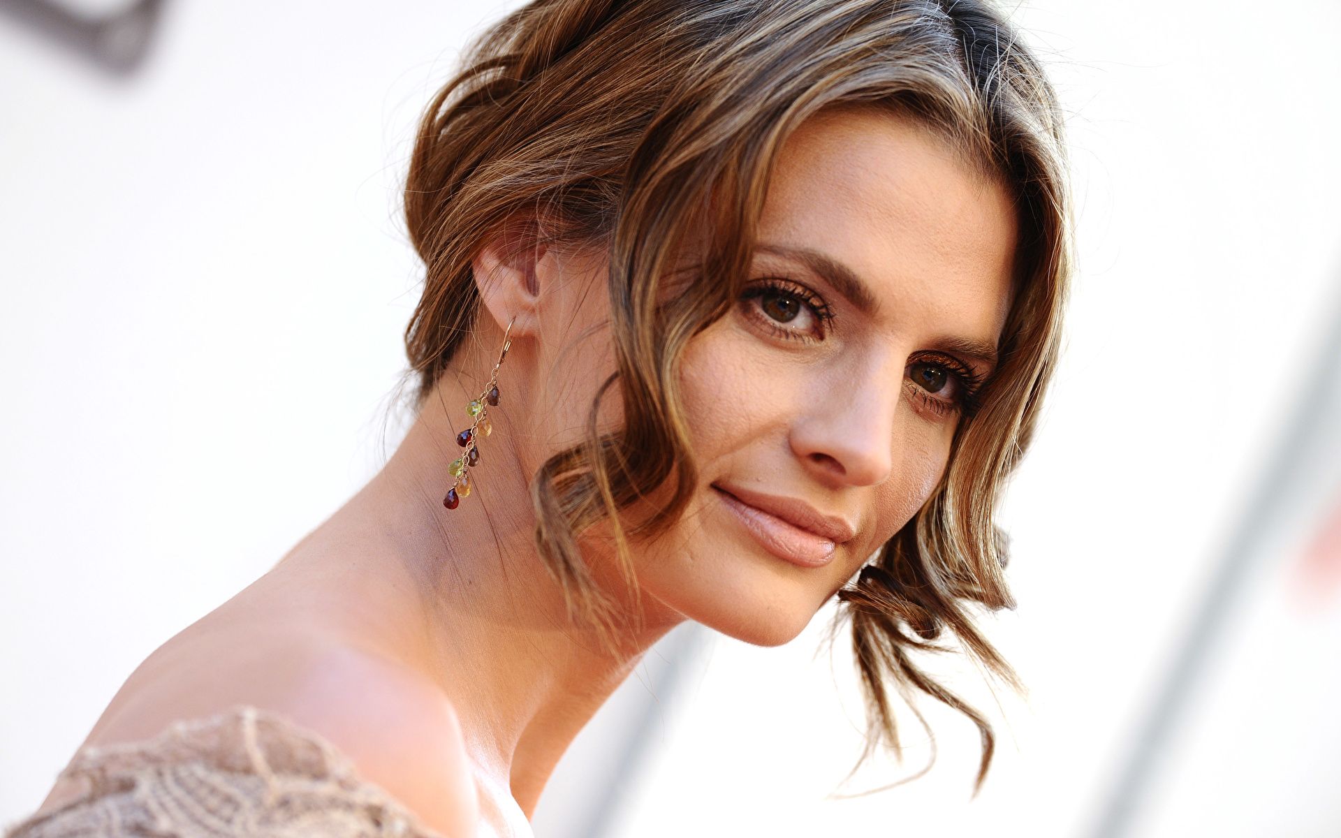 1920x1200 Desktop Wallpaper Stana Katic Brown haired Face Hair 1920x1200