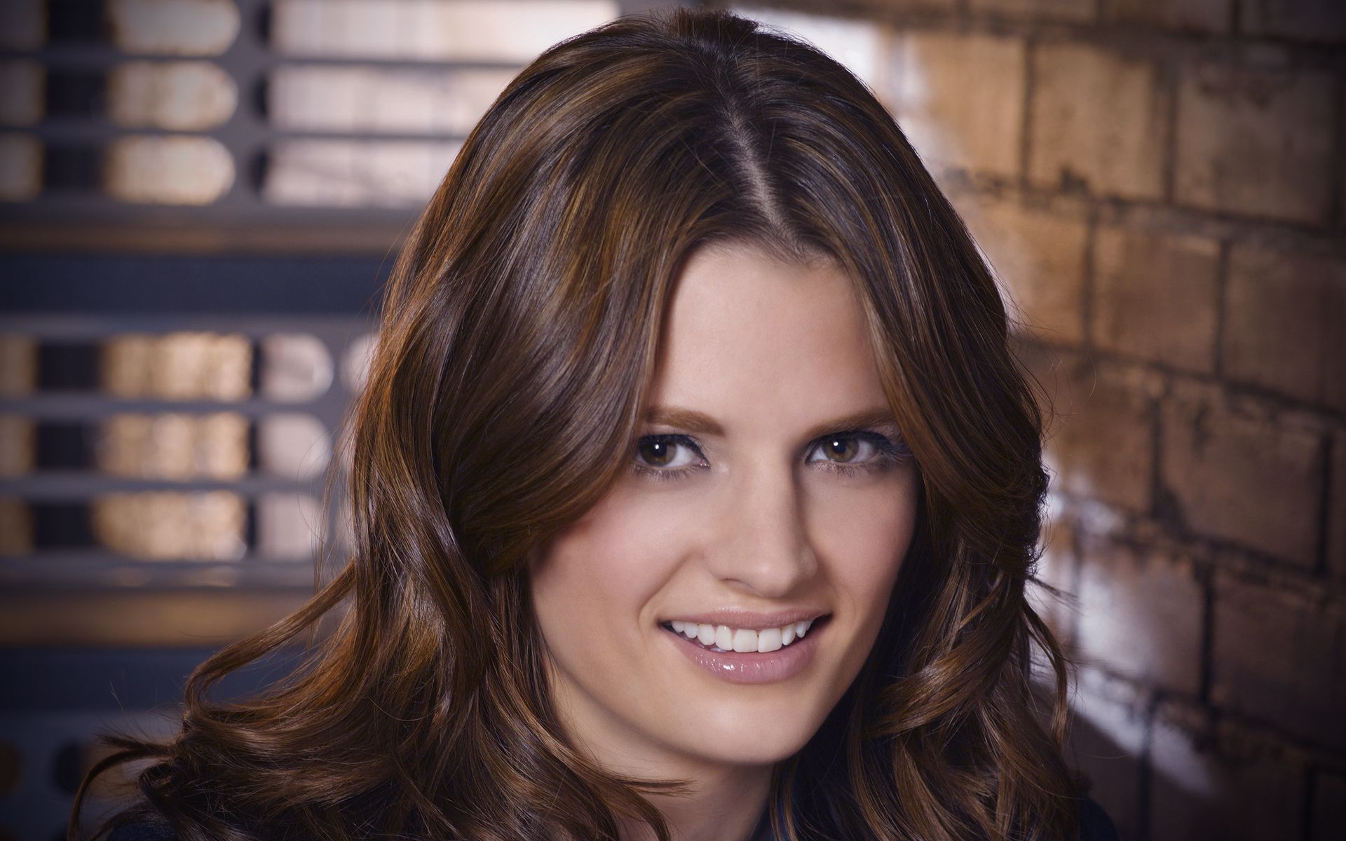 1920x1200 Picture Stana Katic Brown haired Smile Face Hair Girls 1920x1200