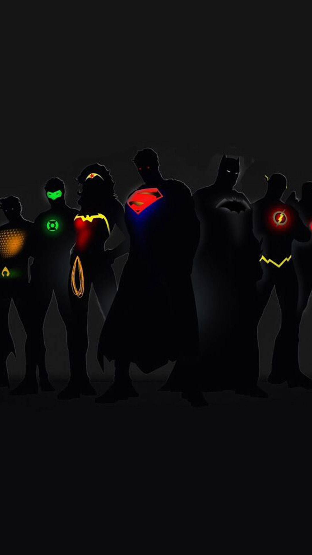 1080x1920 Download Glowing Justice League Characters Phone Wallpaper