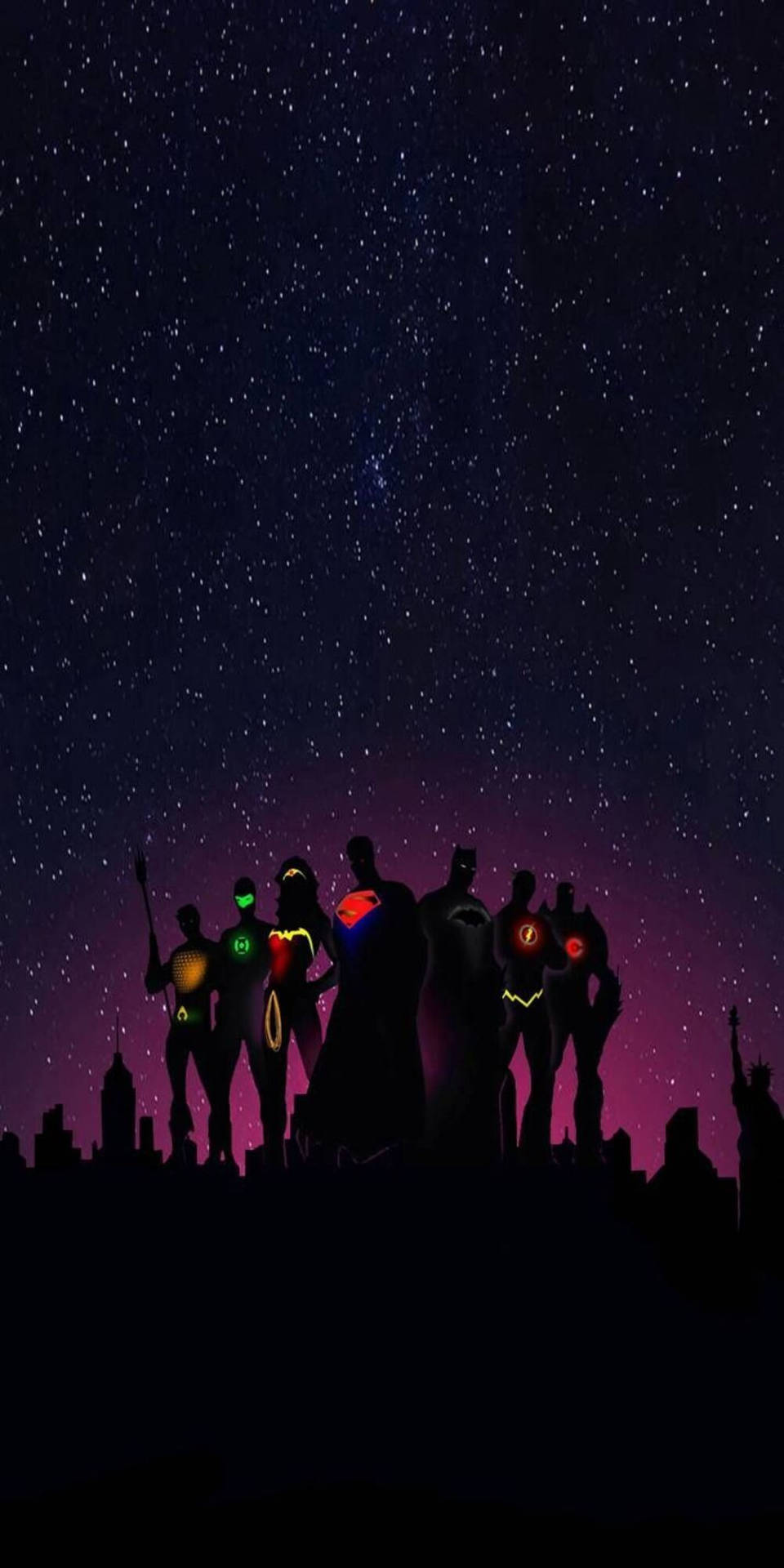 960x1920 Download Justice League Silhouette Art Phone Wallpaper