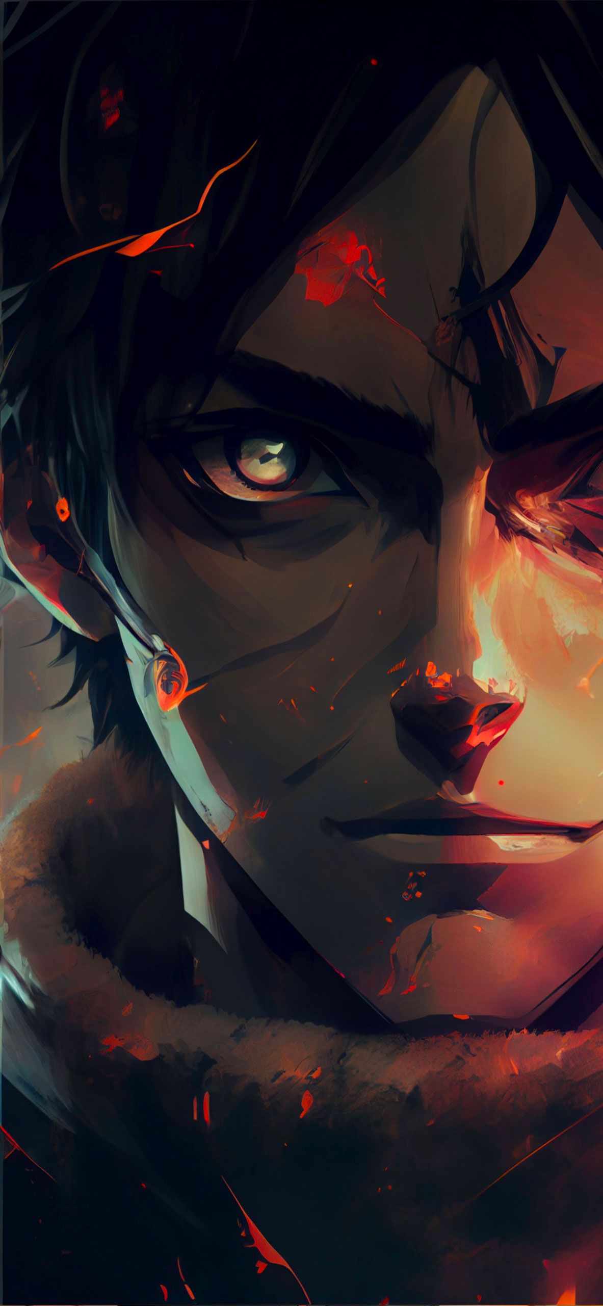 1183x2560 AOT Eren Yeager Face Art Wallpaper on Titan Wallpaper