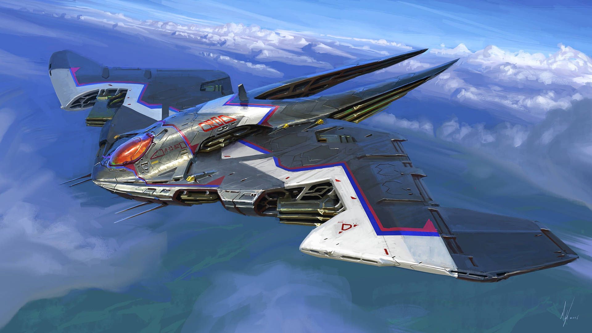 1920x1081 Download Spaceship Digital Art Wallpaper