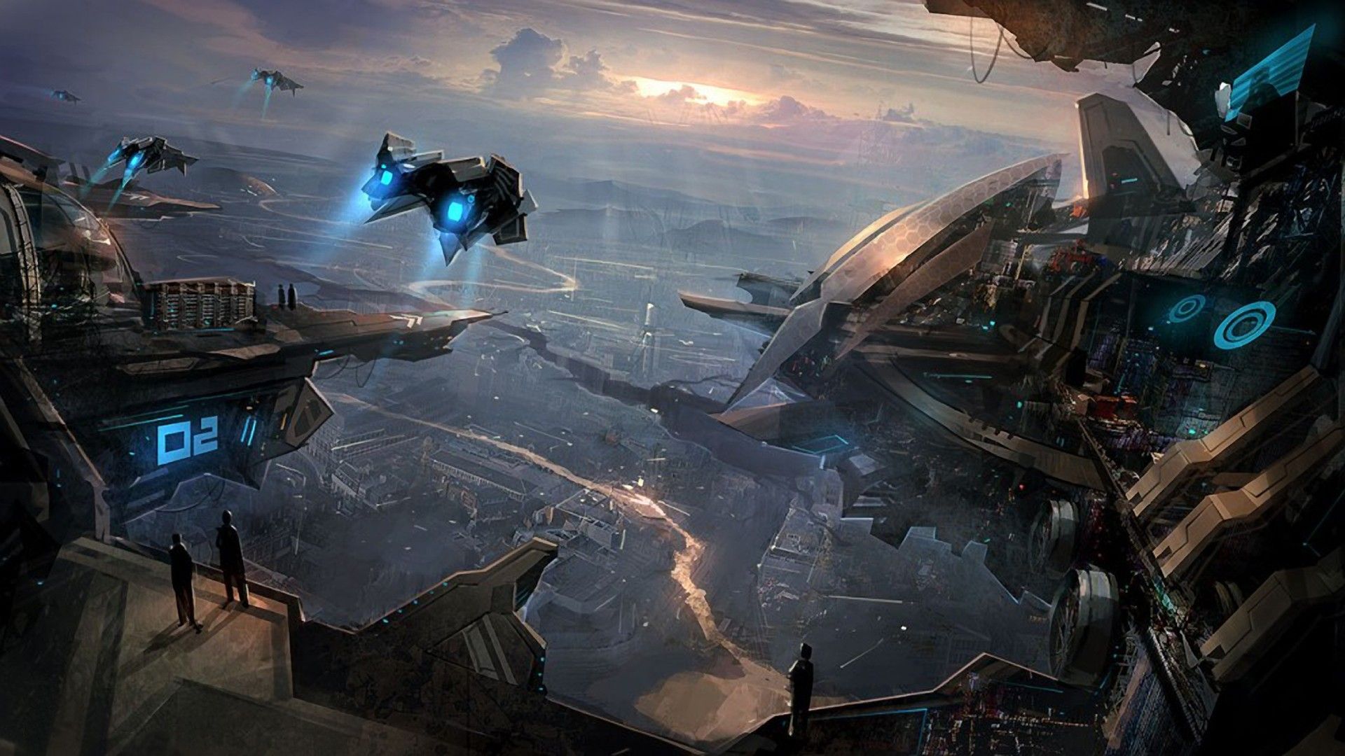 1920x1080 artwork, digital art, spaceship, futuristic, fantasy art, concept art (1920x1080px) on