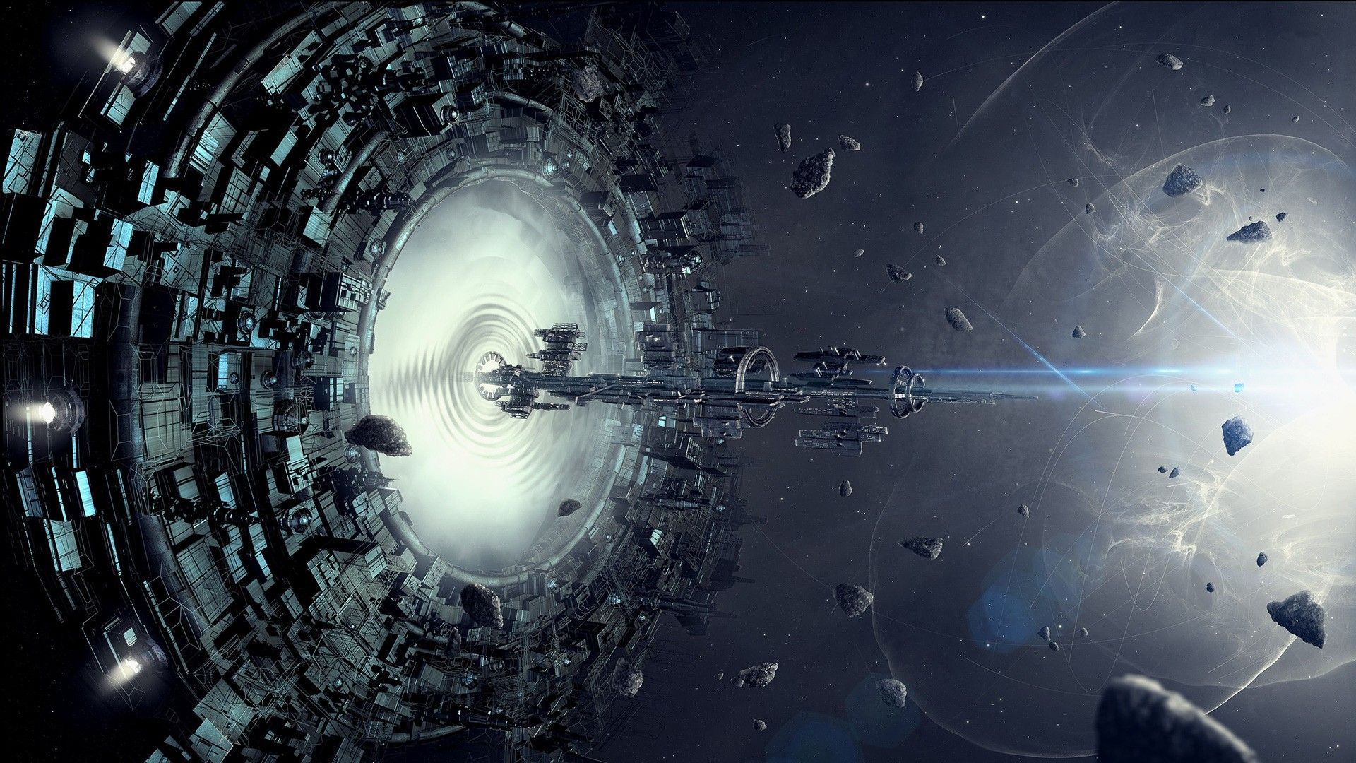 1920x1080 stars, spaceship, space, artwork, fantasy art, concept art (1920x1080px) on