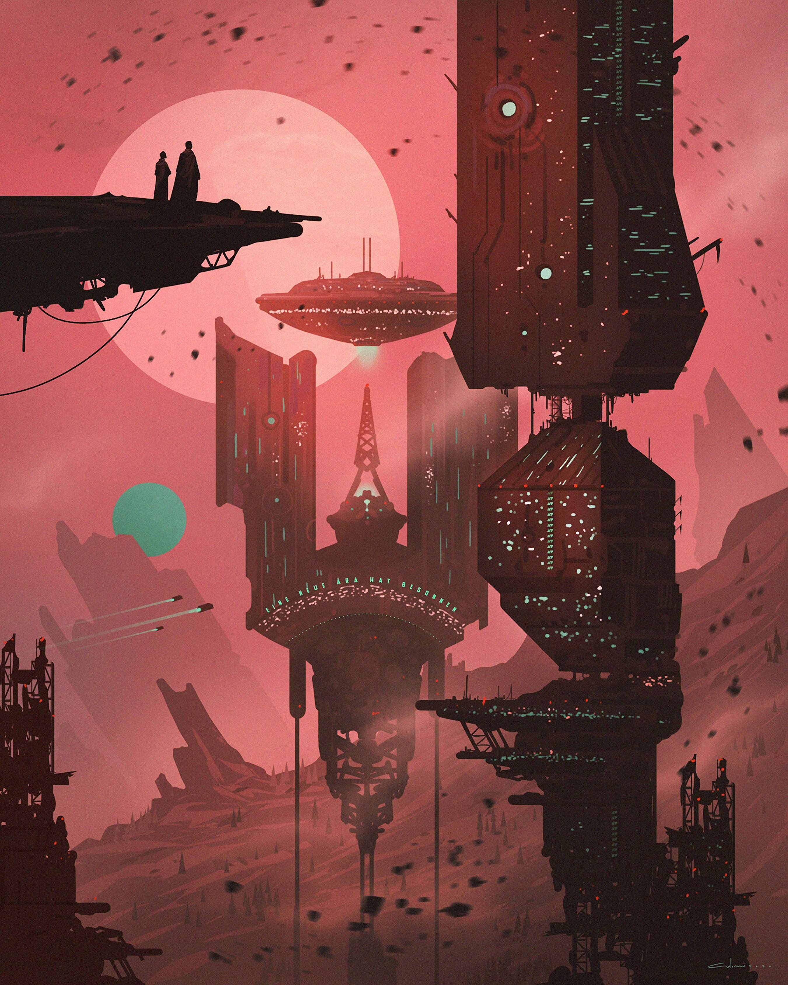 2700x3376 HD desktop wallpaper: Wanderers, Station, Spaceship, Art, Future, Fantasy download free picture