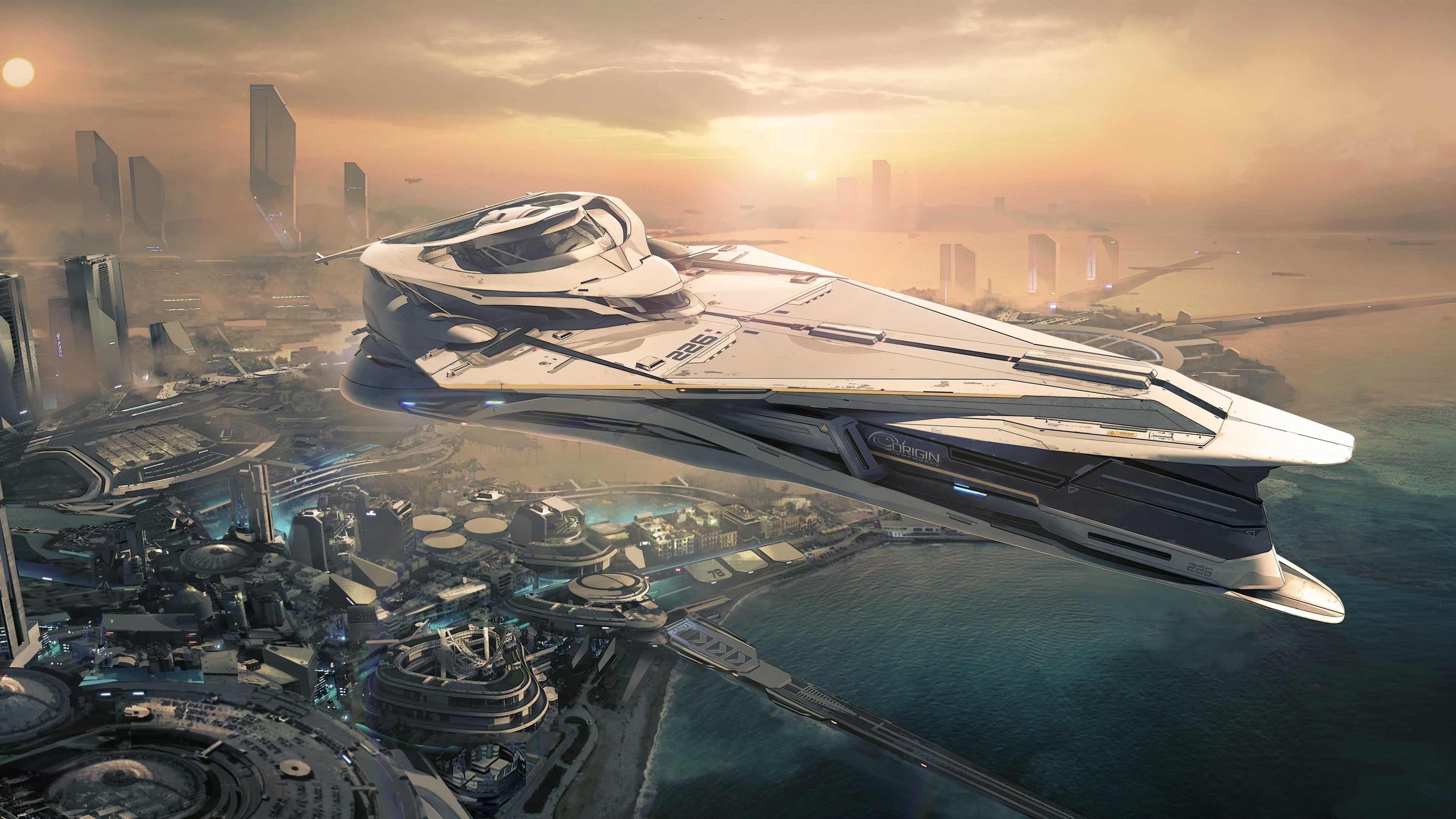 3840x2160 Future Spaceship Wallpaper