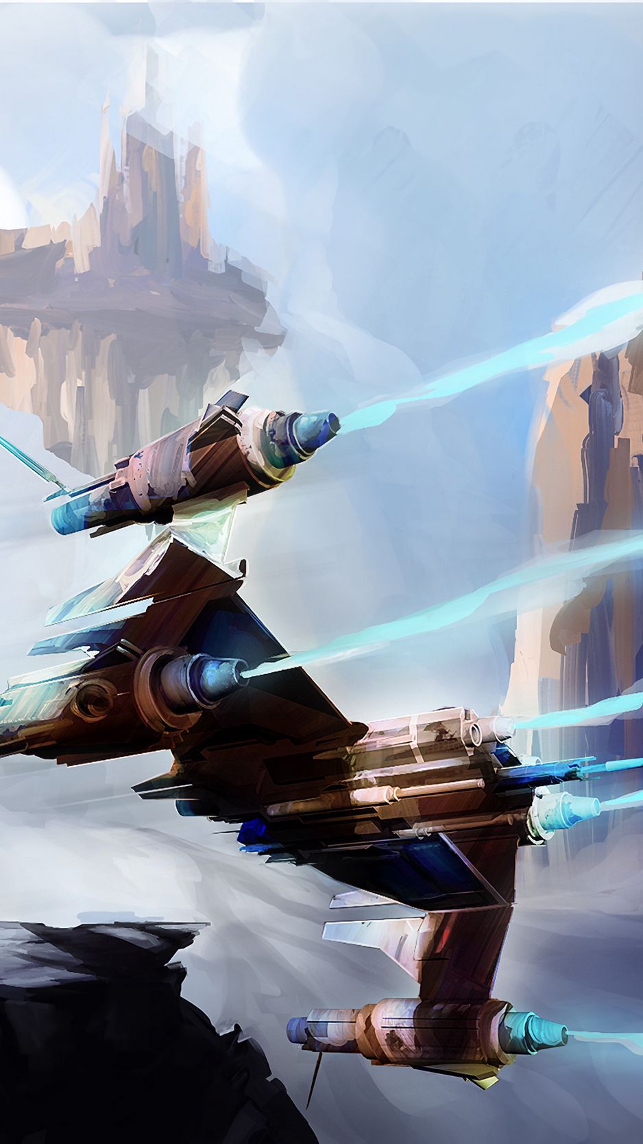 938x1668 Download Wallpaper 938x1668 Spaceship, Fantasy, Art Iphone 8 7 6s 6 For Parallax HD Background