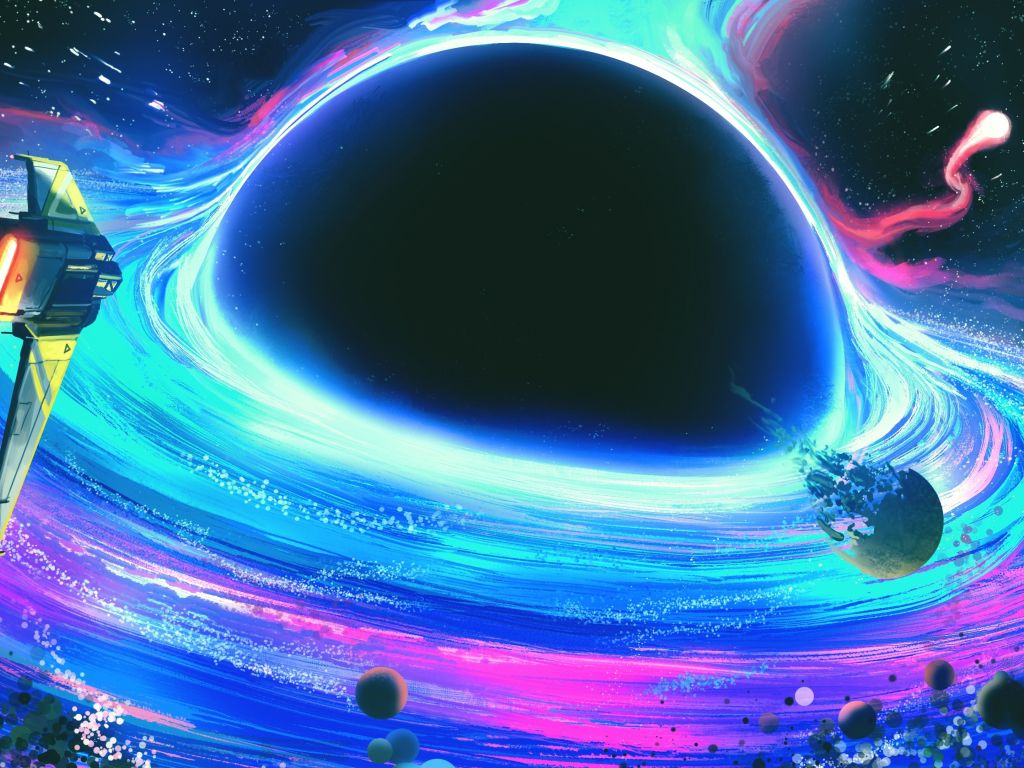 1024x768 Download wallpaper 1024x768 spaceship move toward black hole, fantasy, art, standard 4:3 fullscreen 1024x768 HD background, 28507