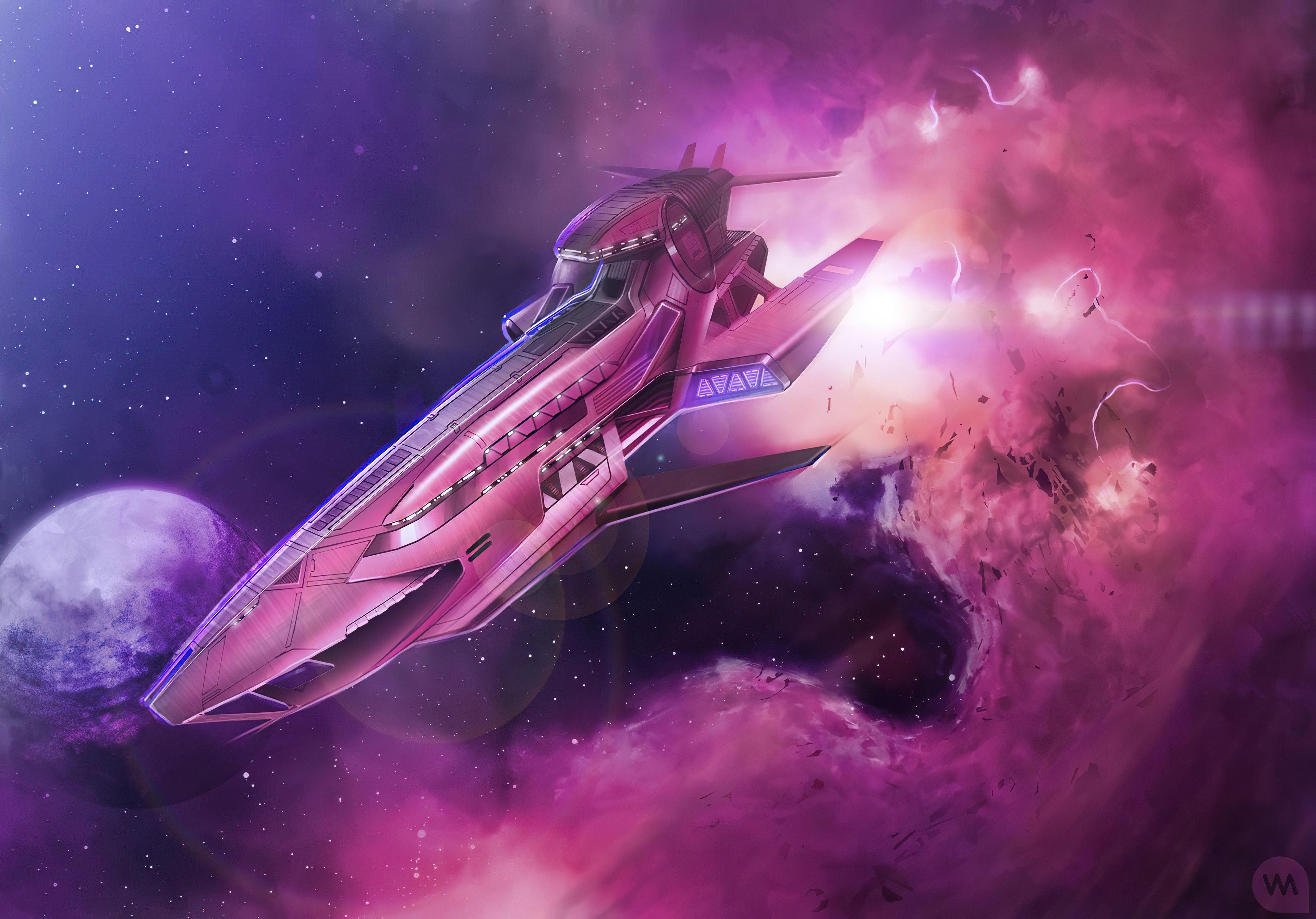 3840x2681 spaceship, artist, artwork, digital art, hd, 4k, HD Wallpaper