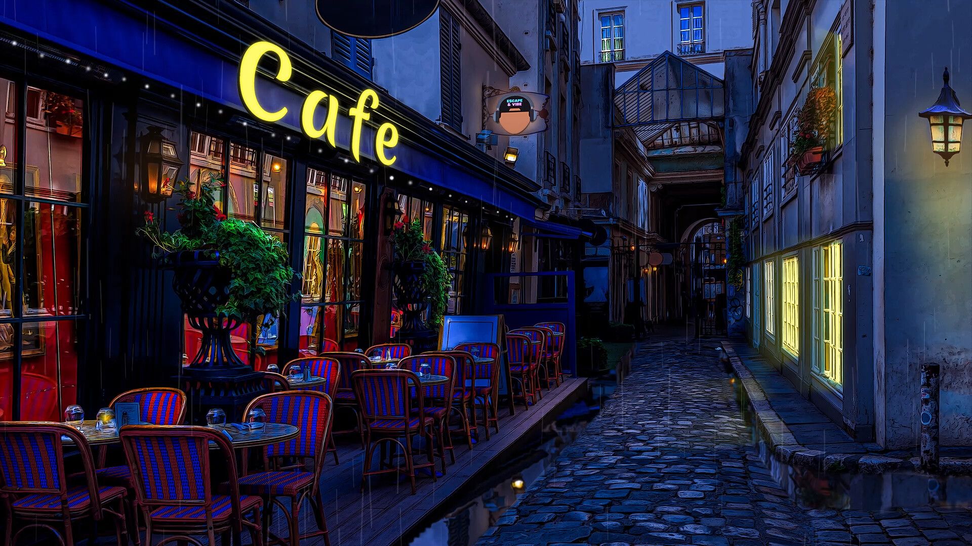 1920x1080 Cafe Lofi Wallpaper