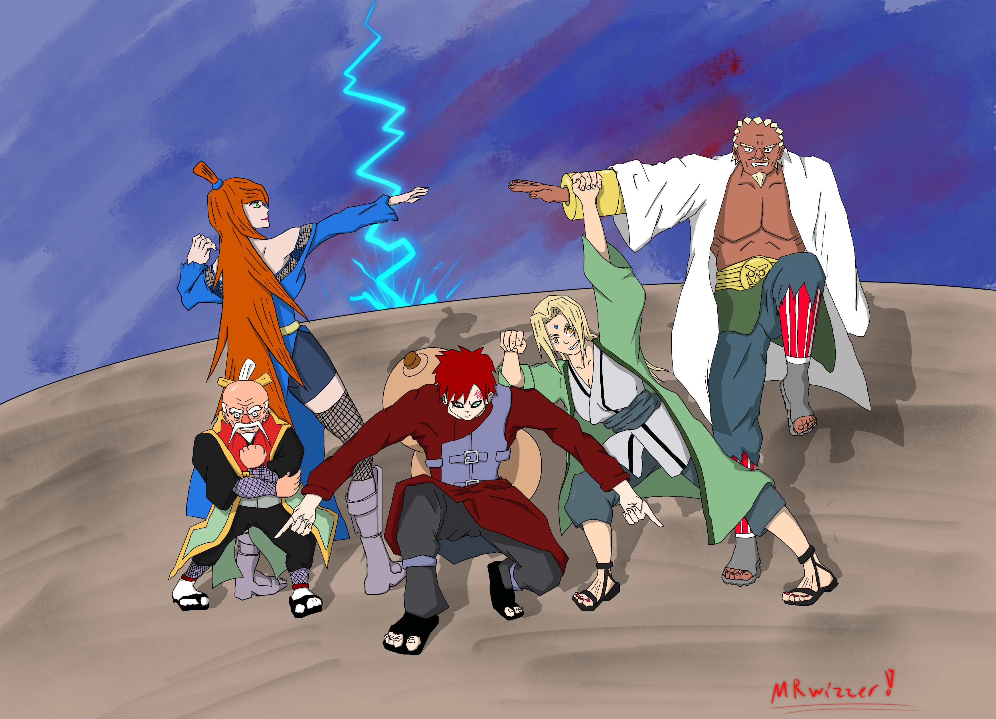 3492x2520 If the five kage had done this before their fight against Madara, they might have stood a chance, haha! Here's some fanart of them doing the dragon ball Ginyu force pose!
