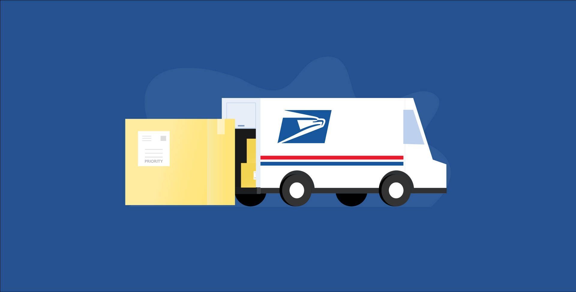 1920x974 Download Minimalist Usps Tracking Truck Art Wallpaper