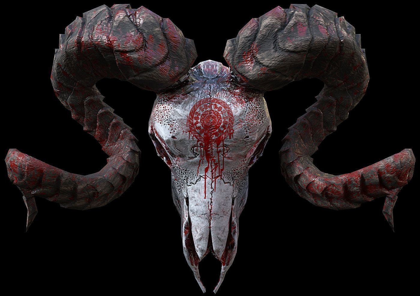 1400x986 Goat Skull (Low Poly)