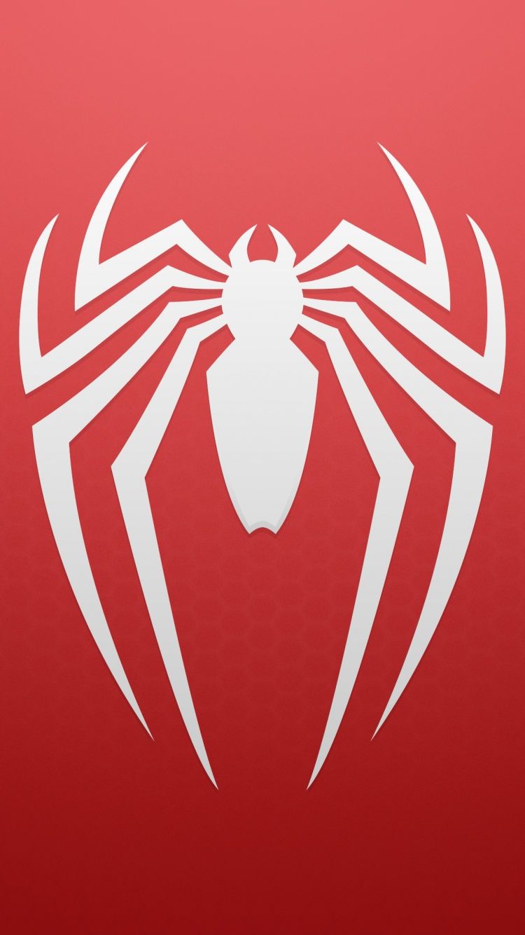750x1334 Marvel's Spider Man Wallpaper 4K, Logo, Red Background