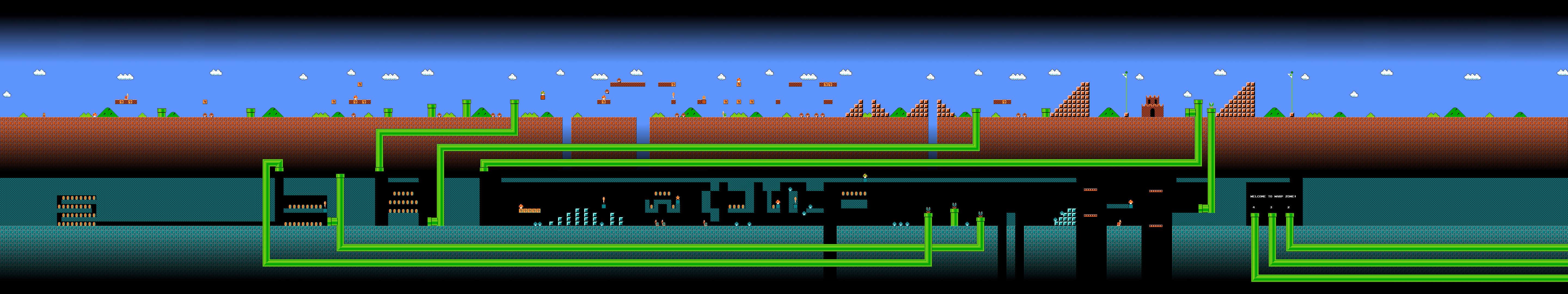 5760x1080 Mario Bros Level 1 Triple Monitor Wallpaper