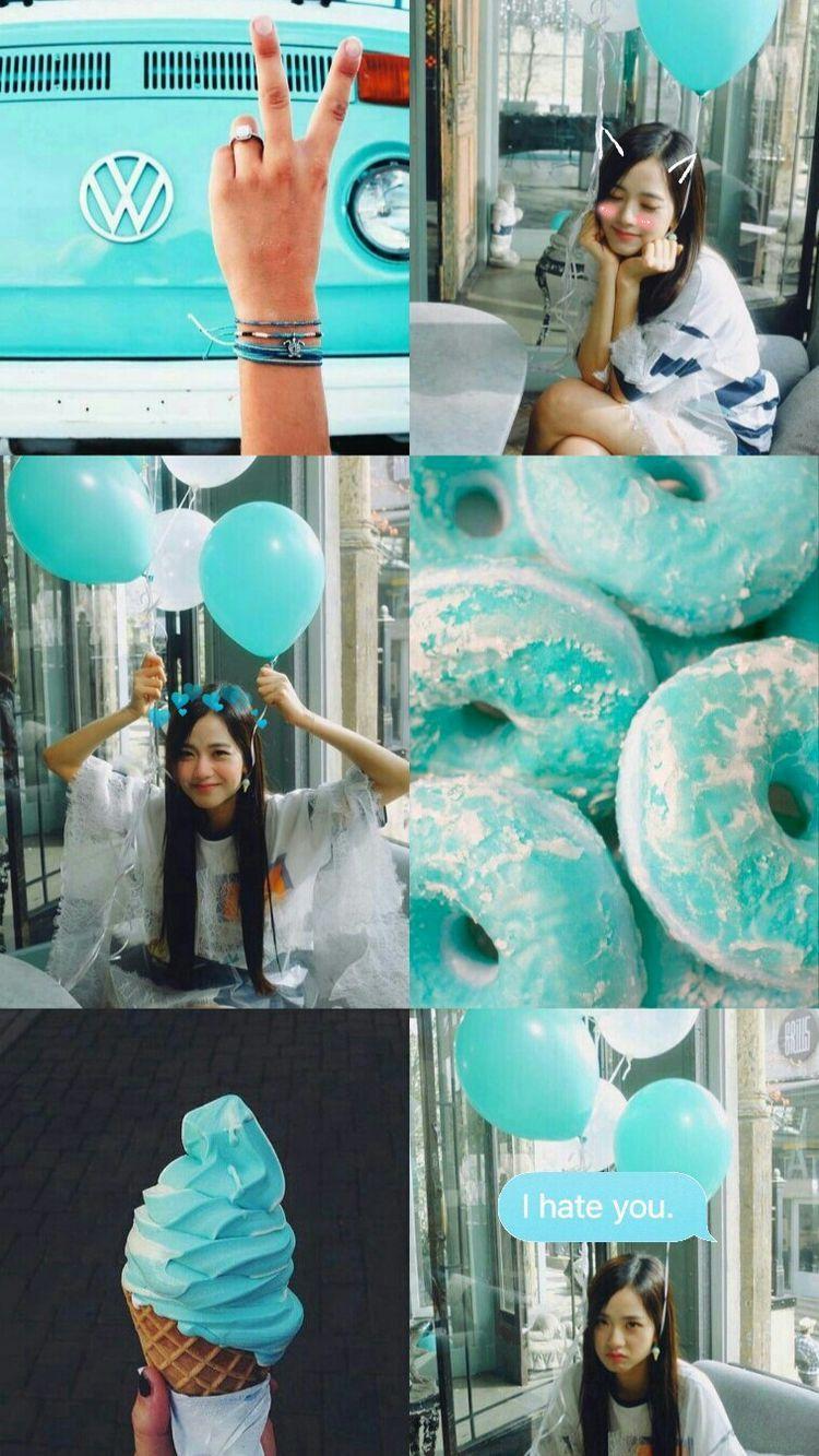 750x1333 mint blue aesthetic wallpaper jisoo of blackpink