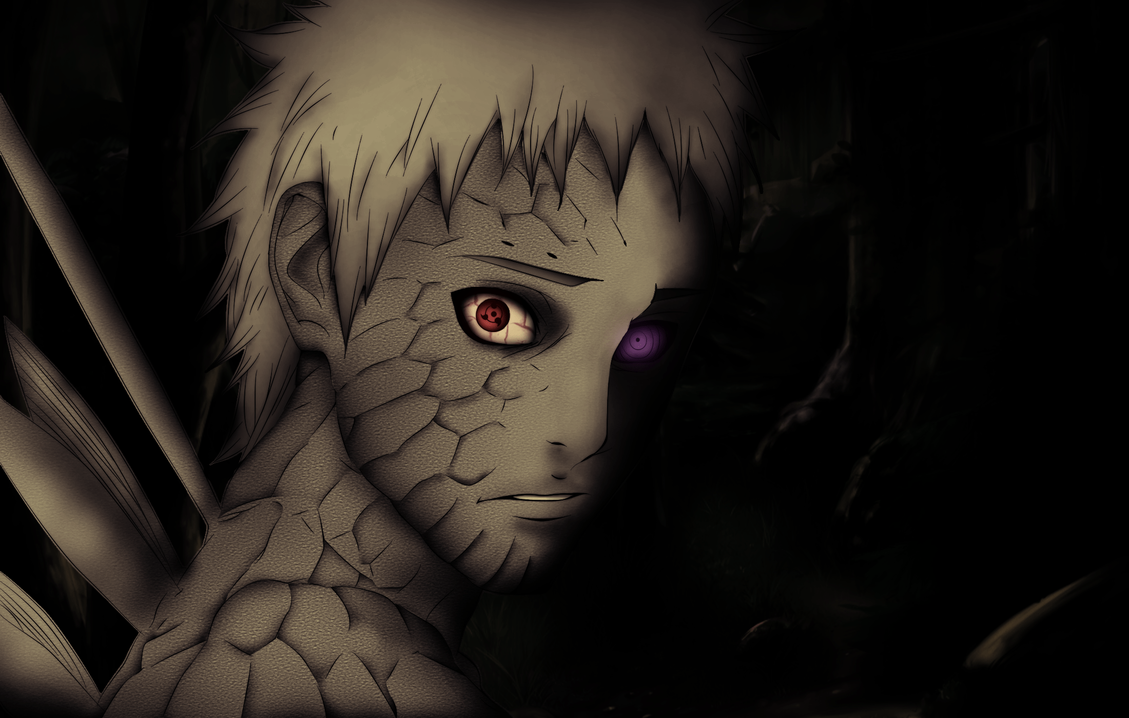 2200x1399 Anime sad ten tails jinchuuriki uchiha obito sharingan Playmat Gaming Mat