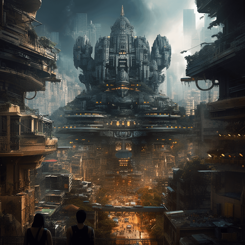 1024x1024 Concept Art Mountain City Of Shambhala, City In Chaos Mumbai, Kalki