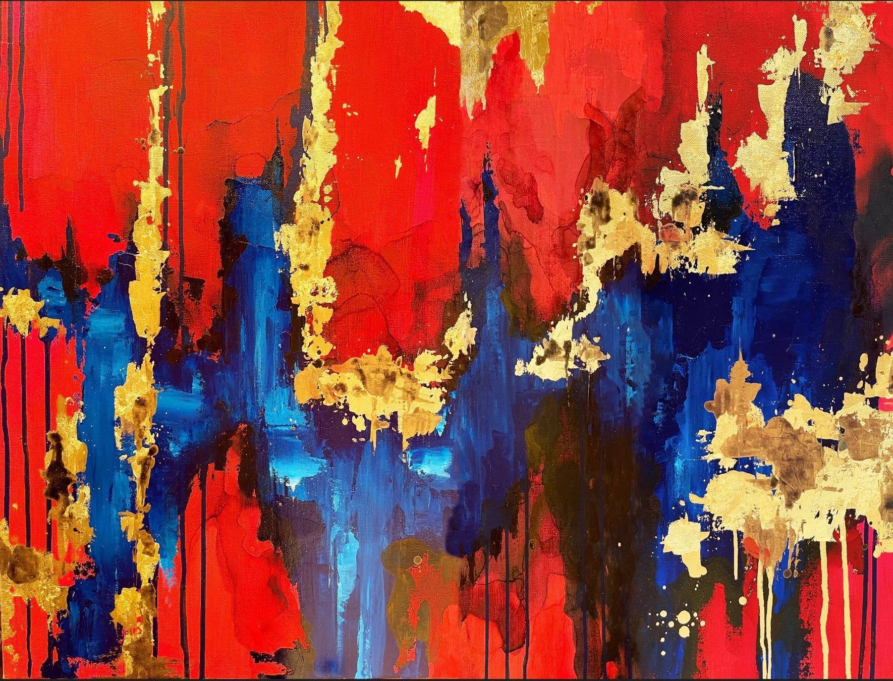 1770x1350 Sizzle Wallpaper. Red, Blue, Gold Luxury Wall Decor