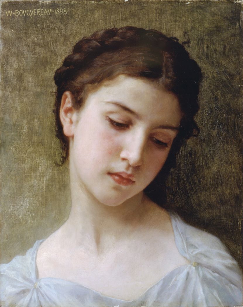 831x1050 Head Of A Young Girl By William Adolphe Bouguereau