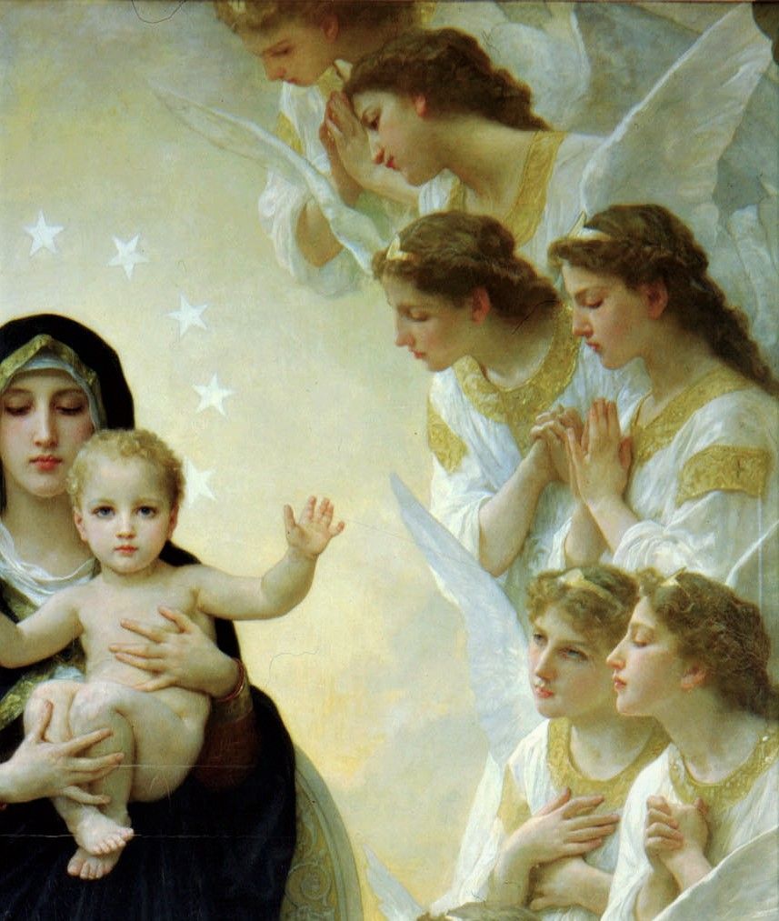857x1013 The Virgin with Angels by William Adolphe Bouguereau. Pre raphaelite paintings, Angel art, Art periods