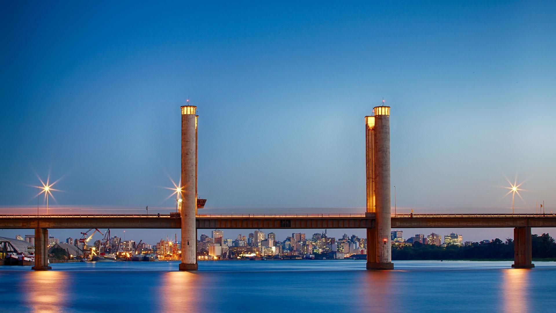 1920x1080 Guaíba mobile bridge with Porto Alegre RS Brazil in the background [1920x1080]. Porto alegre, Alegre, Porto