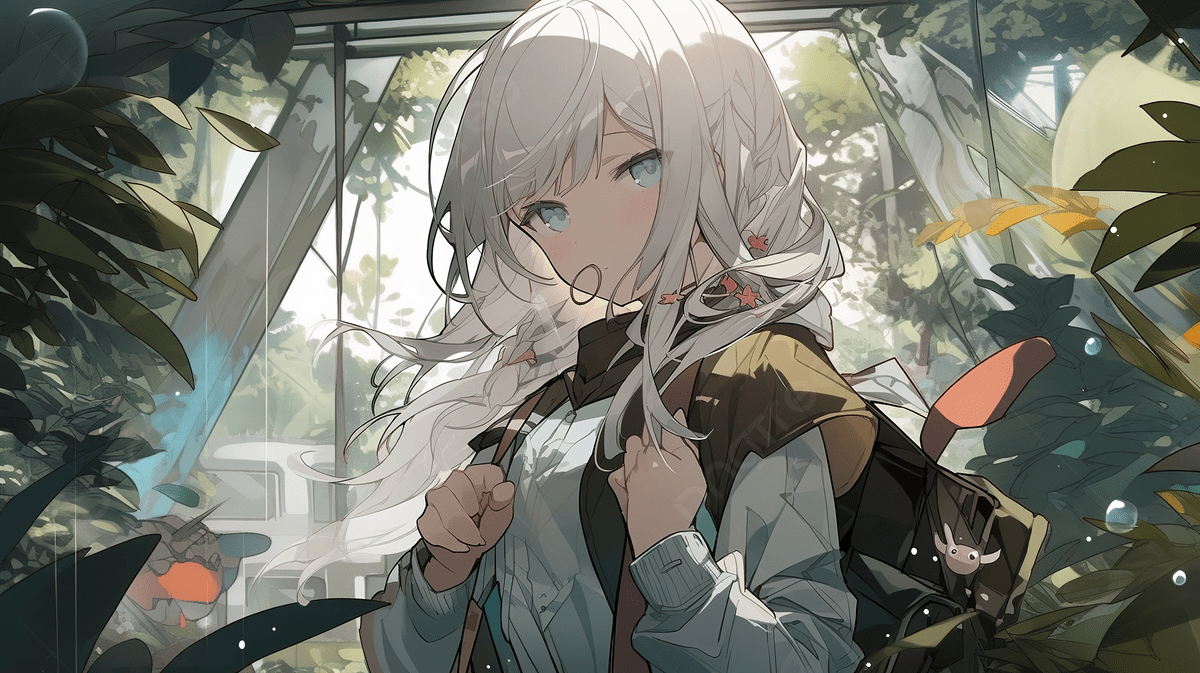 1200x673 Anime Girl In Black And White Looking At The Plants Background, Picture Of Goldenseal Background Image And Wallpaper for Free Download
