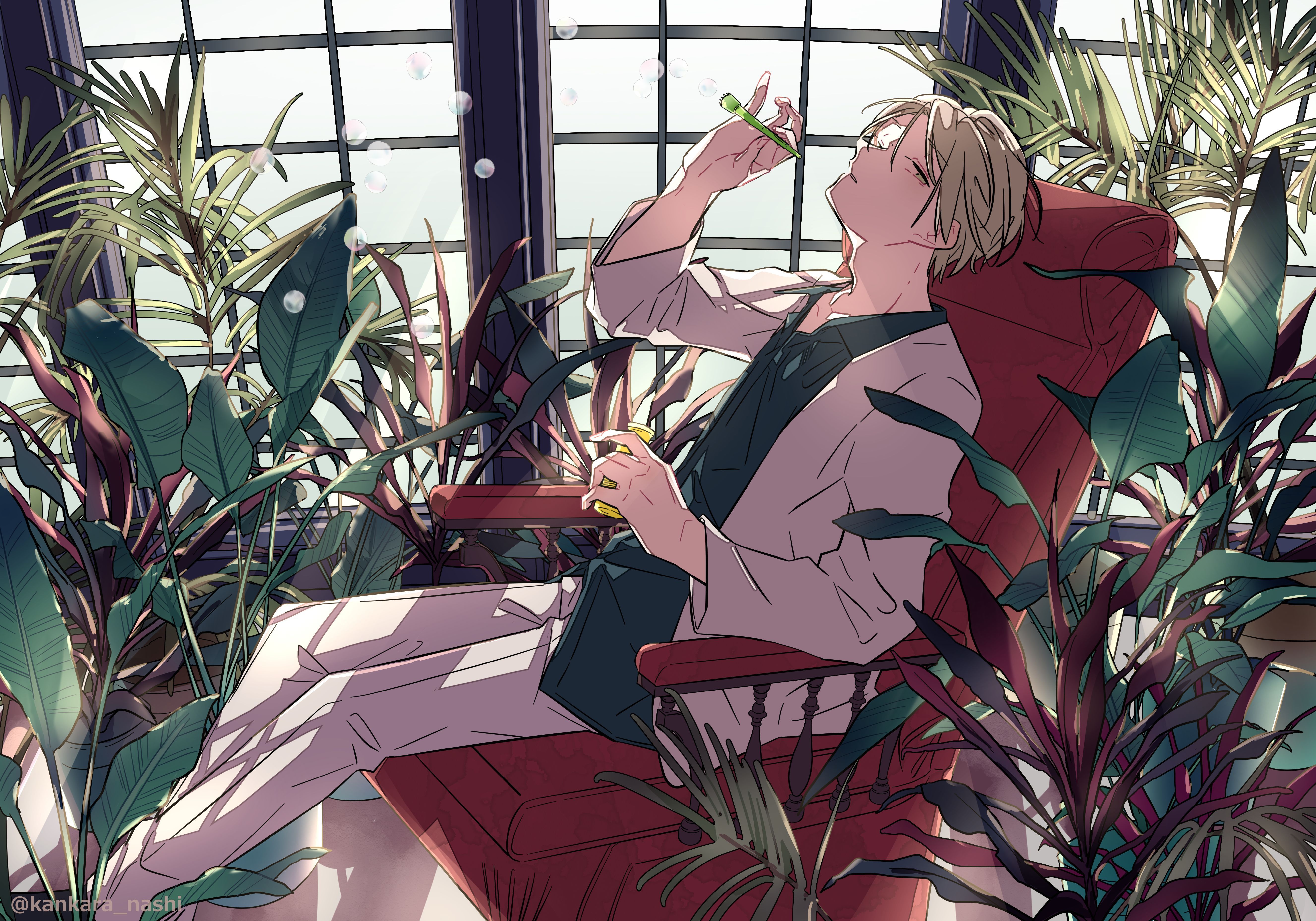 5308x3716 HD desktop wallpaper: Anime, Plant, Boy download free picture