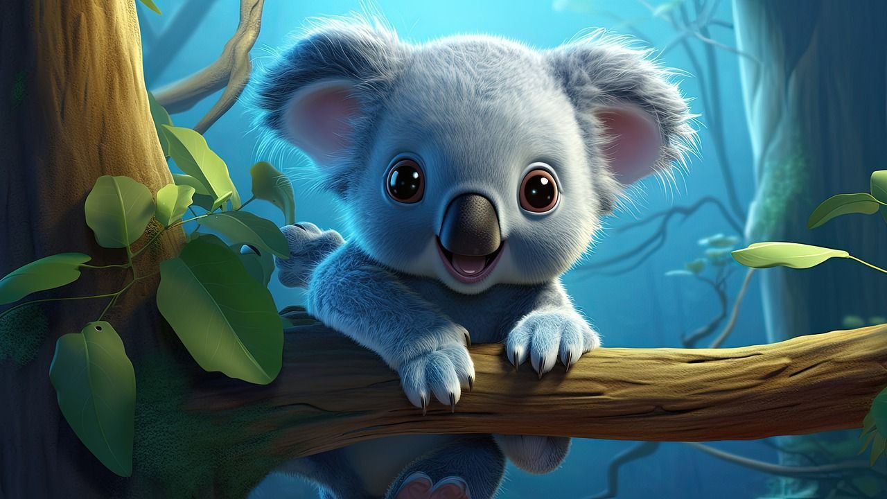 1280x720 Download Cute Koala Anime Wallpaper Royalty Free Stock Illustration Image