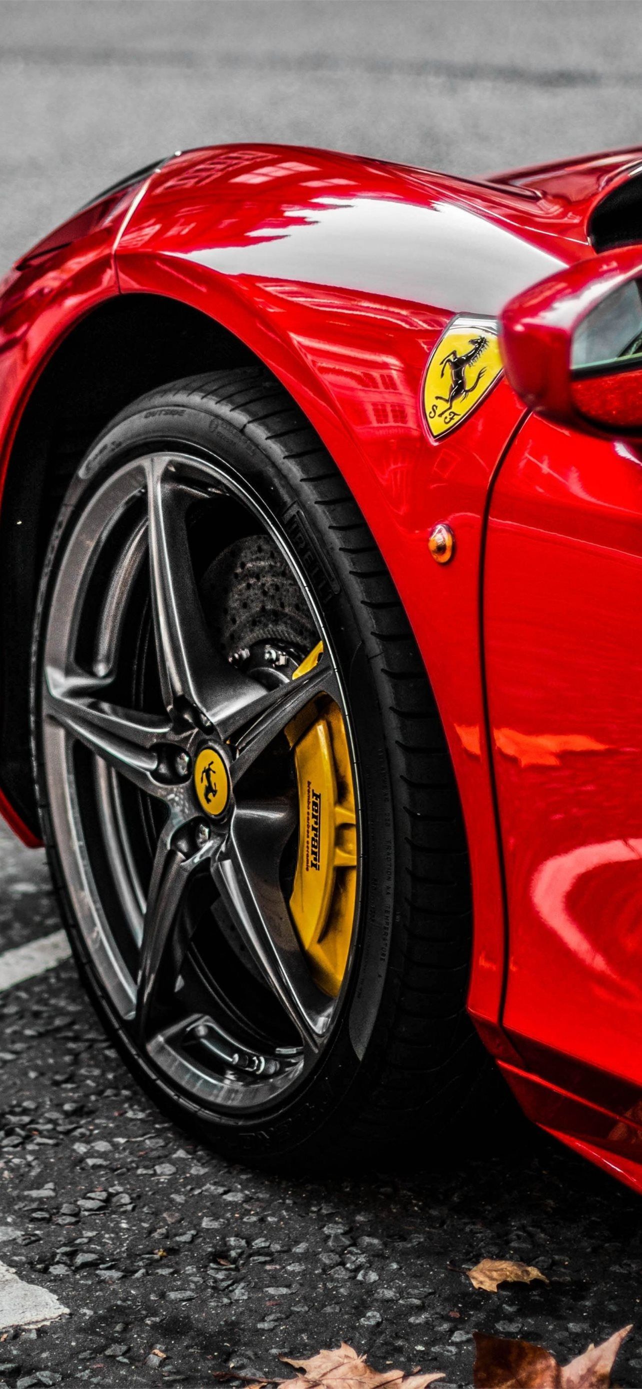 1284x2778 Ferrari Car And Logo Wallpaper Download