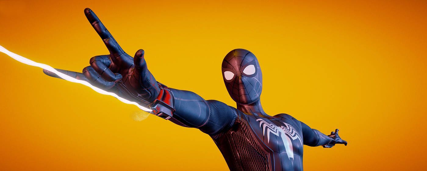 1400x562 Download Black Spiderman On Fortnite Wallpaper
