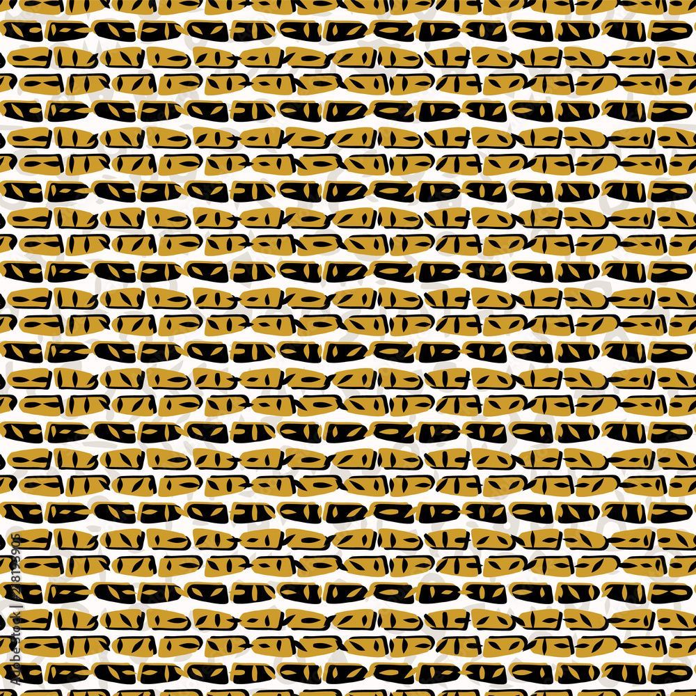 1000x1000 Abstract Drawn Cryptic Symbols, Seamless Vector Pattern of Ancient Code Lines Hieroglyphs for Trend Fashion Print, Wallpaper, Packaging Graphic Design, Hand Drawn Texture Background Yellow Black Stock Vector