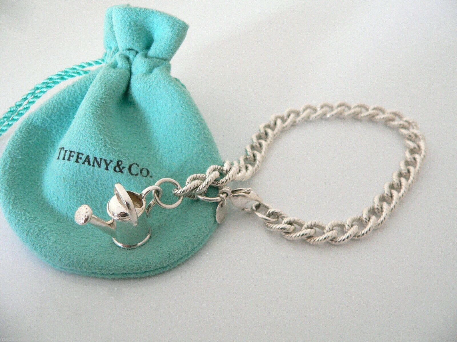 1600x1200 Tiffany & Co Silver Watering Can Cable Bracelet Bangle Rare