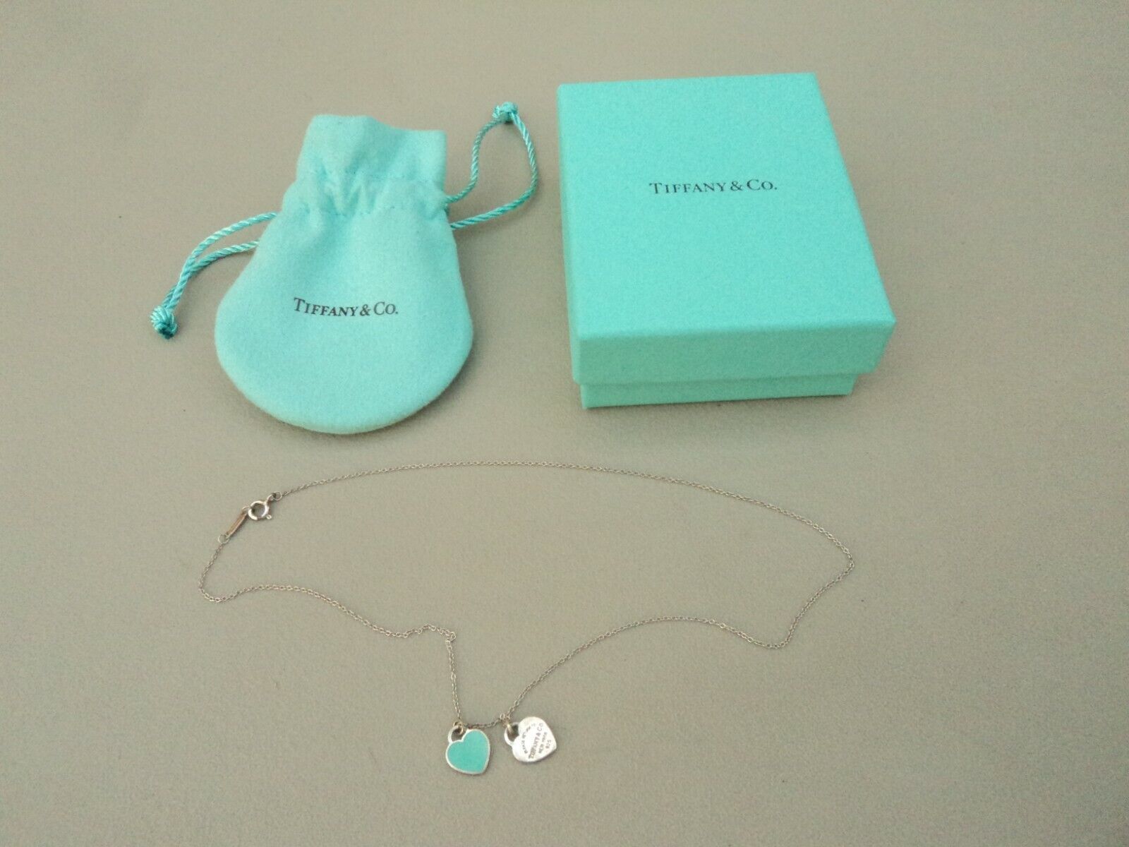 1600x1200 Tiffany &amp; Co. AG925 Sterling Silver Double Heart Pendant Necklace
